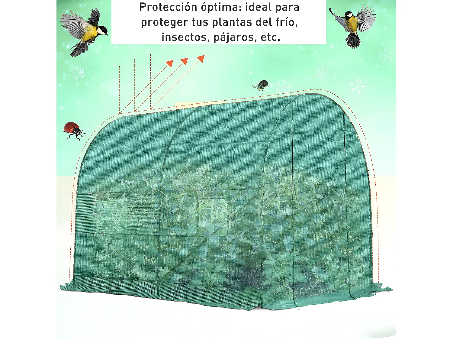 Invernadero de jardín verde 245x200x198 cm Outsunny