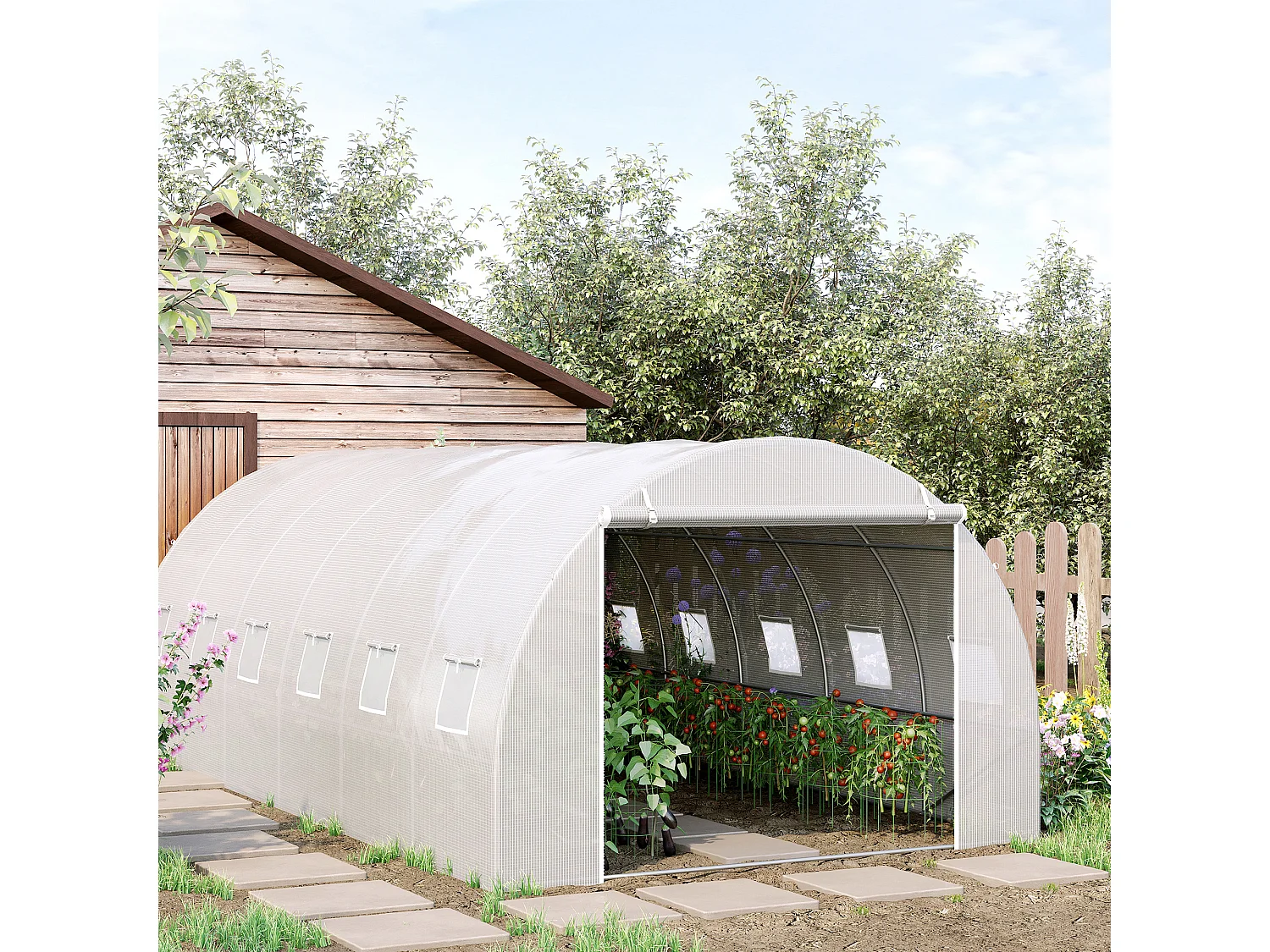 Invernadero de túnel blanco 600x300x200 cm Outsunny