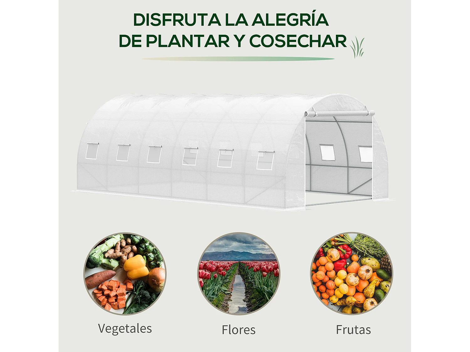 Invernadero de túnel blanco 600x300x200 cm Outsunny