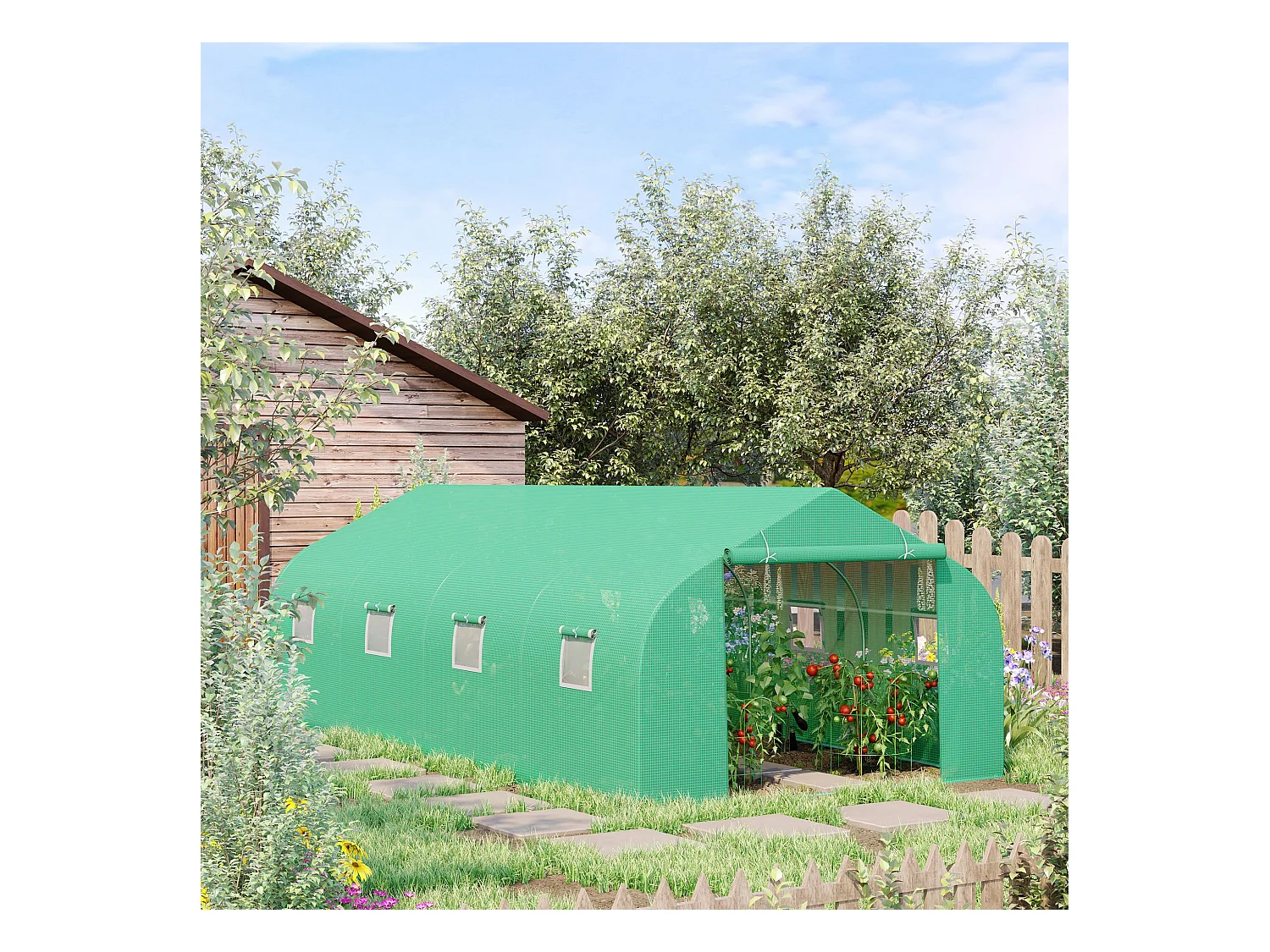 Invernadero de jardín verde 600x300x200cm Outsunny