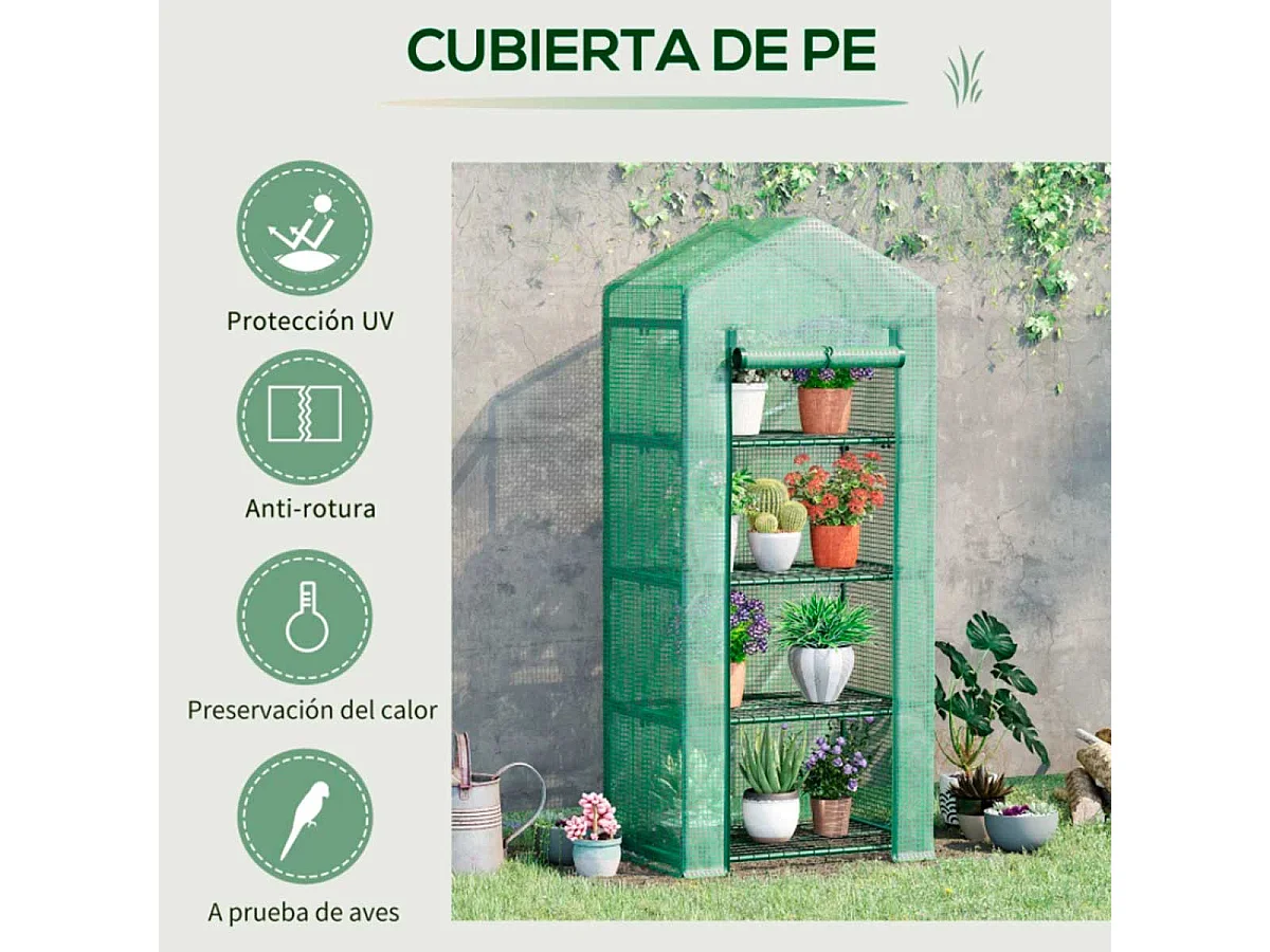 Invernadero de jardín verde 70x50x160 cm Outsunny