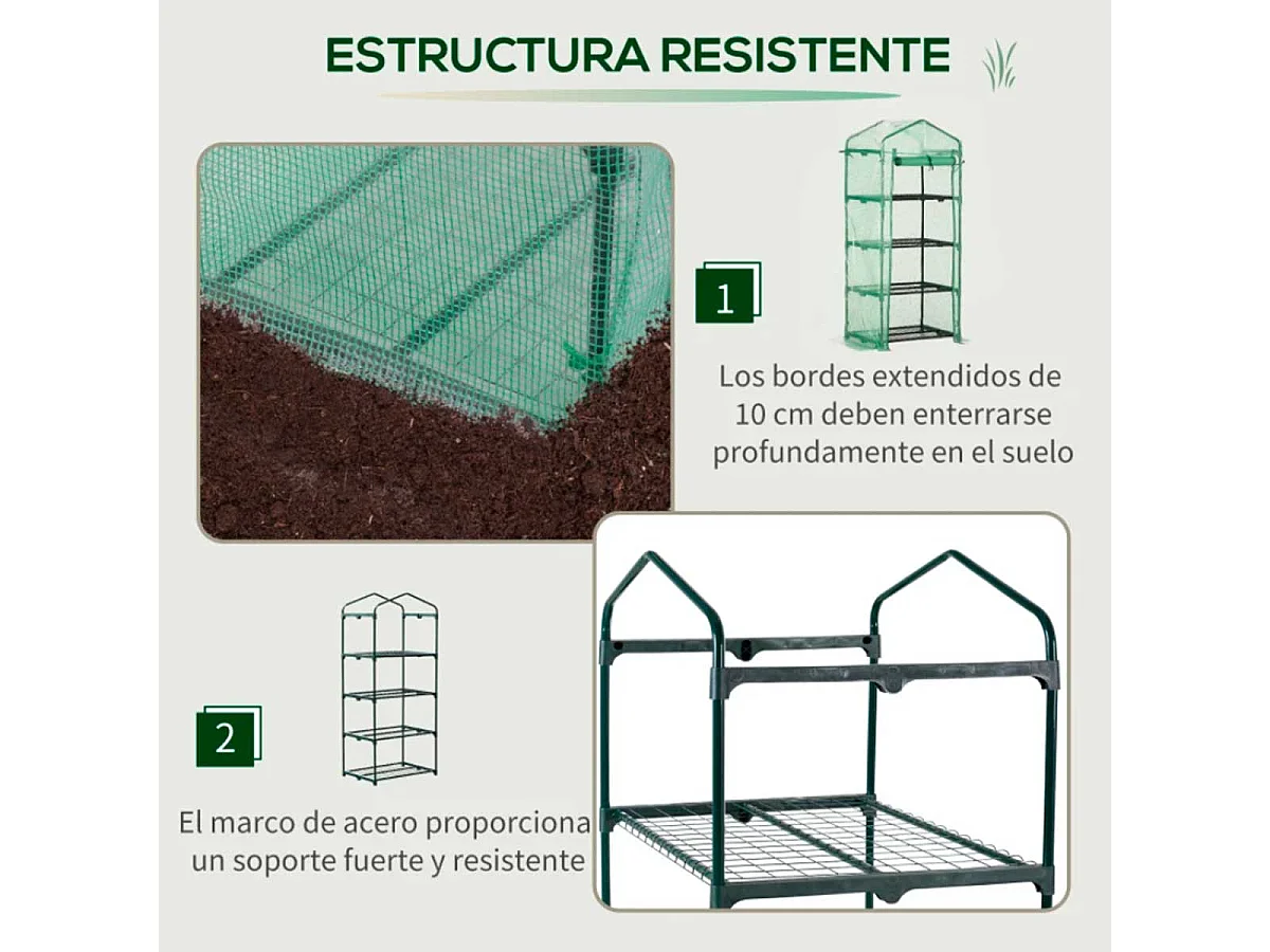 Invernadero de jardín verde 70x50x160 cm Outsunny