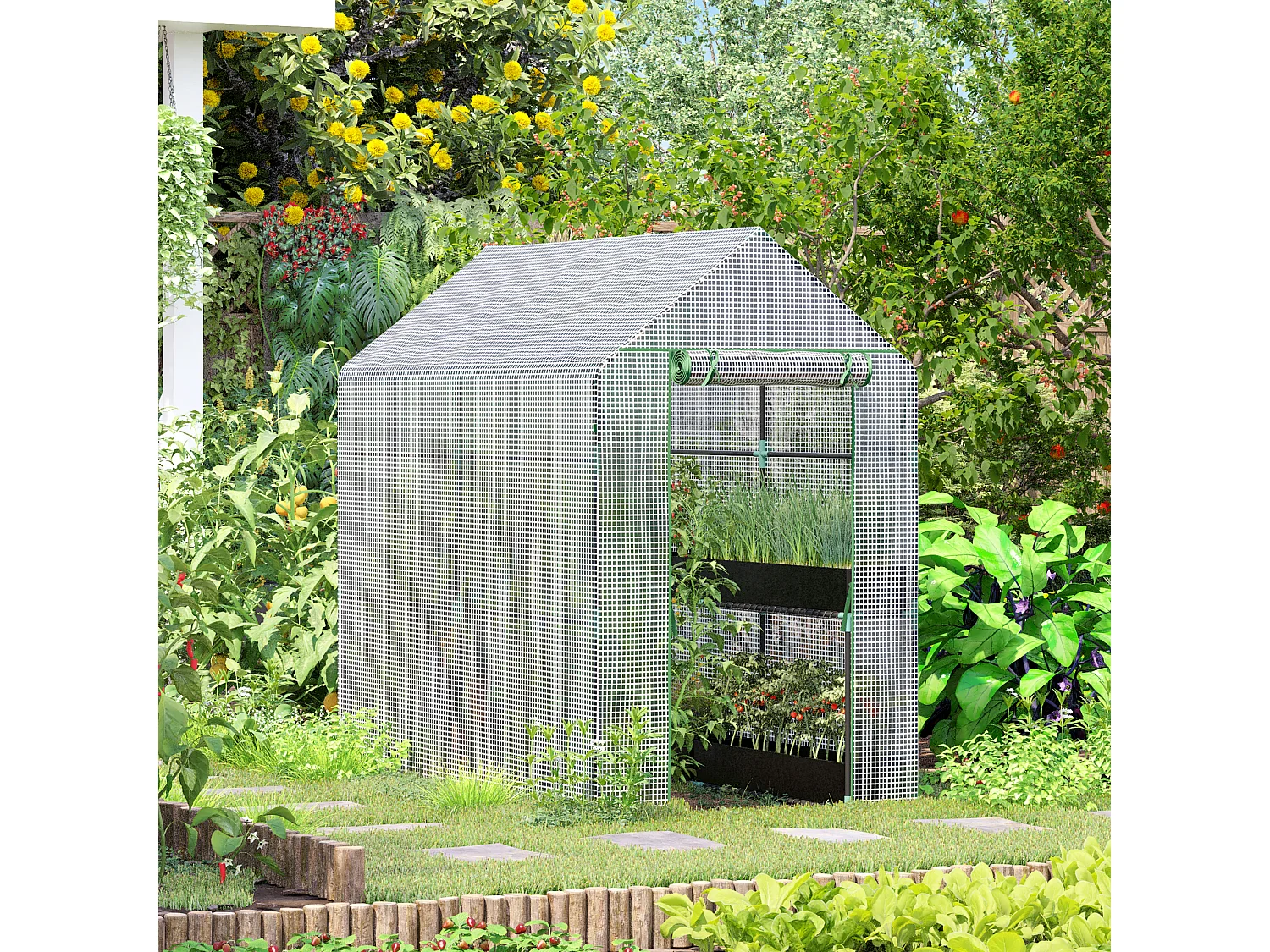 Invernadero de jardín blanco 120x186x190 cm Outsunny