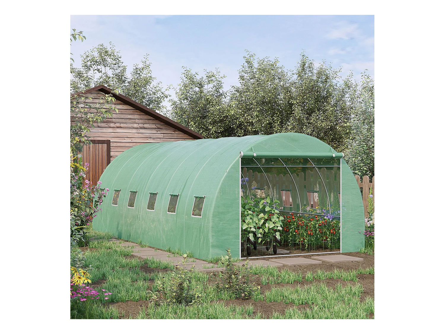 Invernadero de jardín verde 600x300x200cm Outsunny