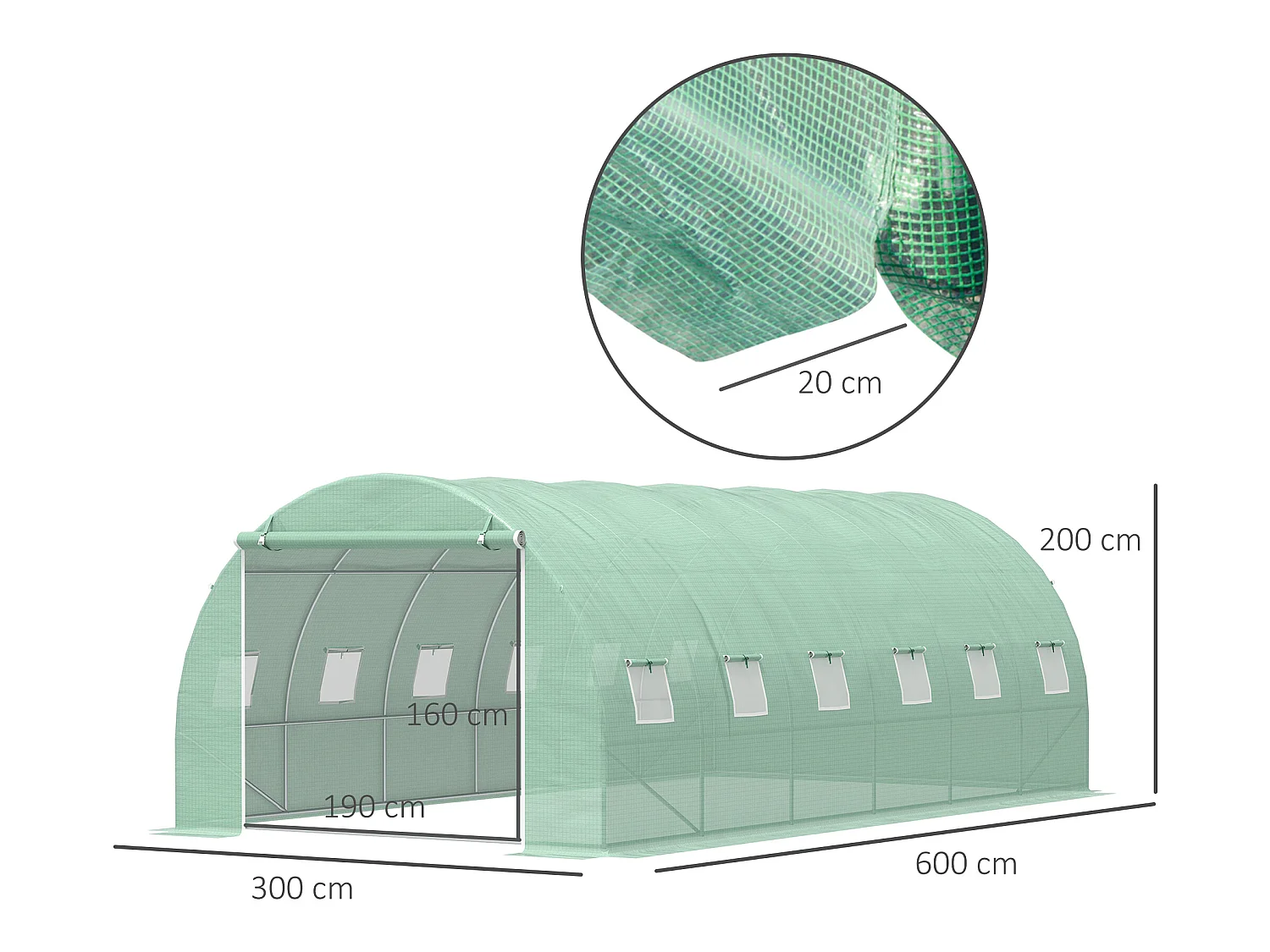 Invernadero de jardín verde 600x300x200cm Outsunny