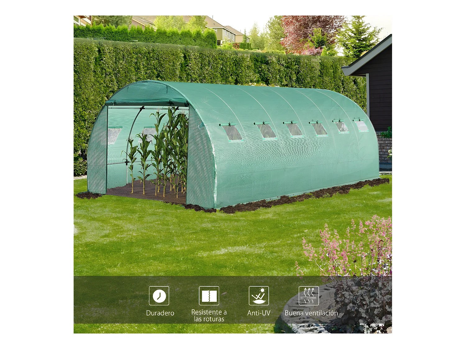 Invernadero de jardín verde 600x300x200cm Outsunny