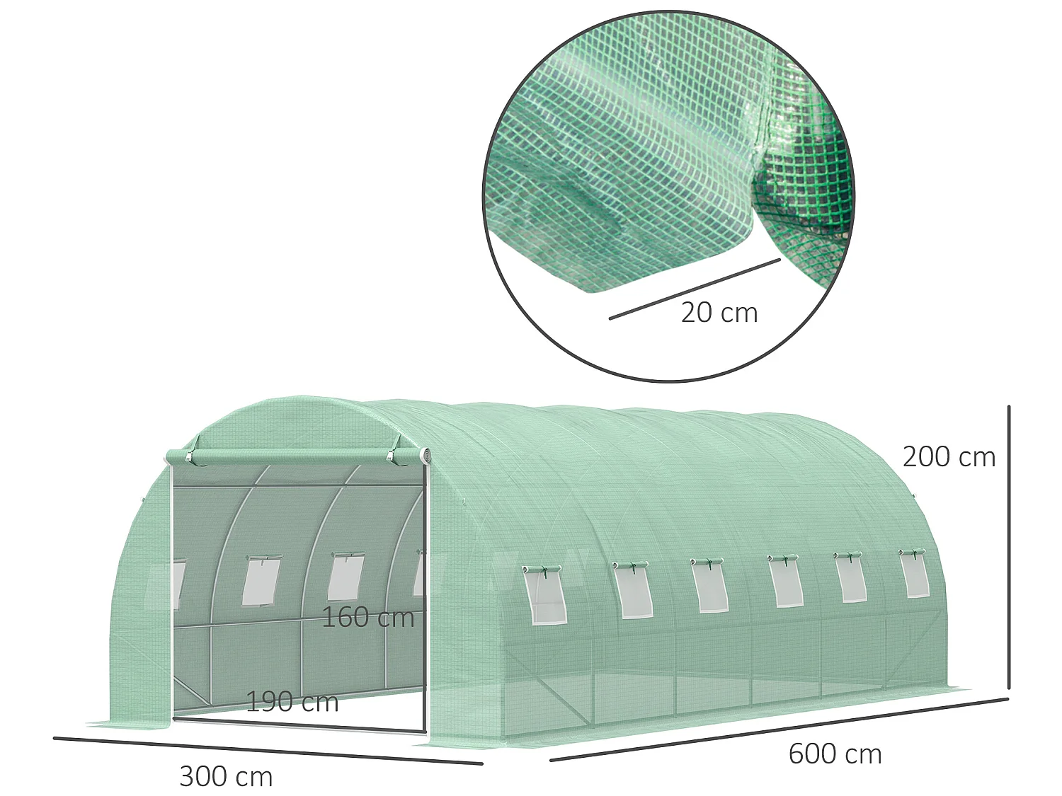 Invernadero de jardín verde 600x300x200cm Outsunny