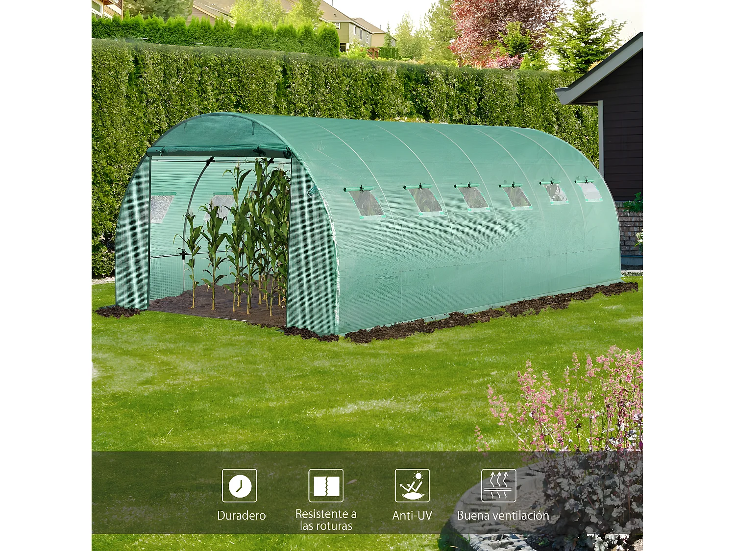 Invernadero de jardín verde 600x300x200cm Outsunny