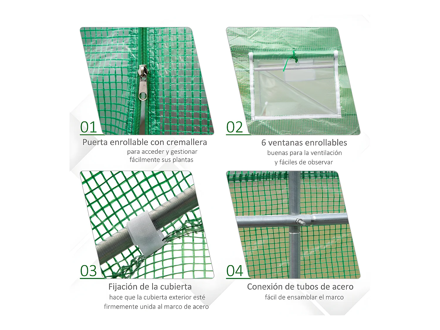 Invernadero de jardín verde 445x190x200cm Outsunny