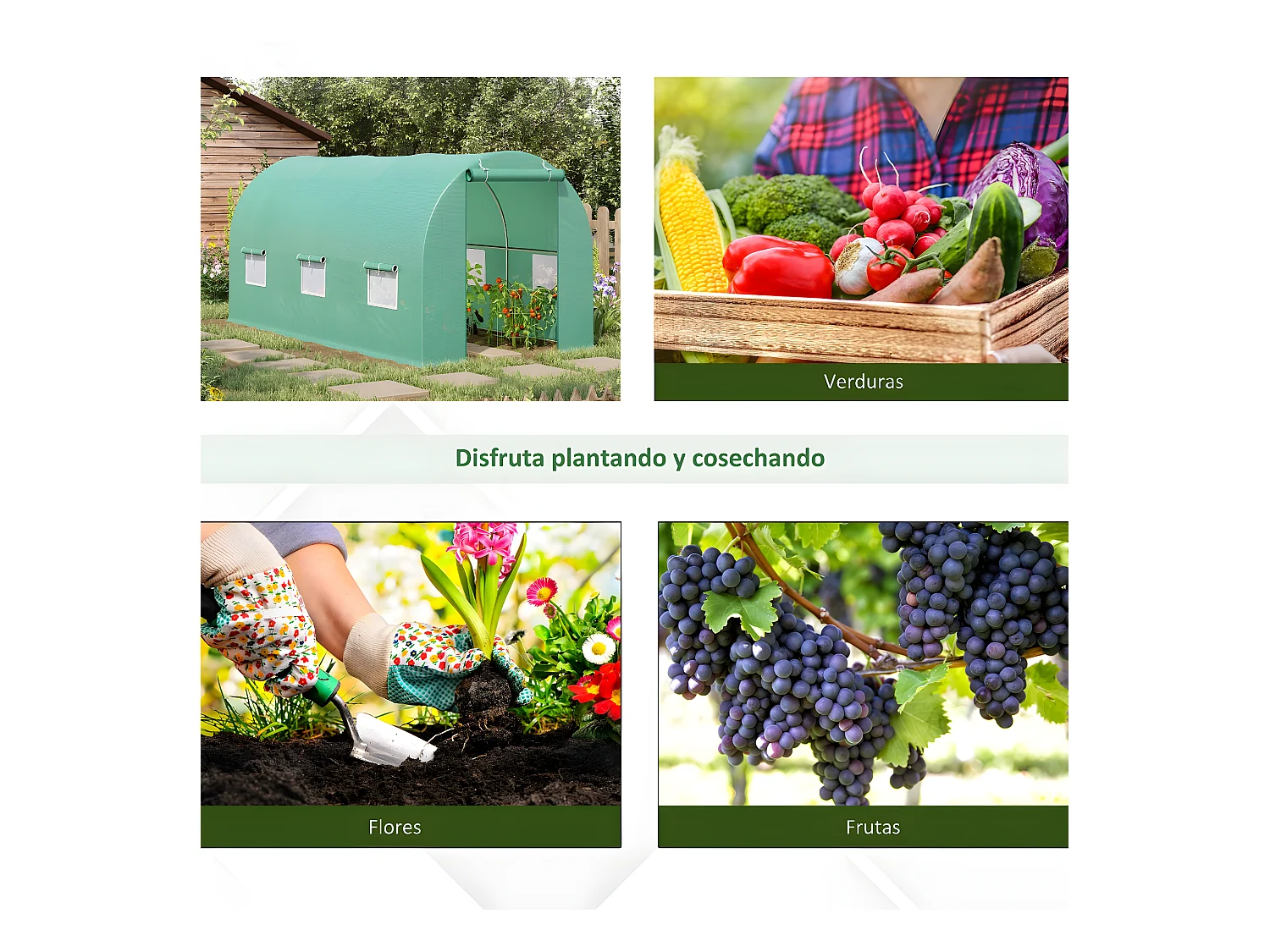 Invernadero de jardín verde 445x190x200cm Outsunny