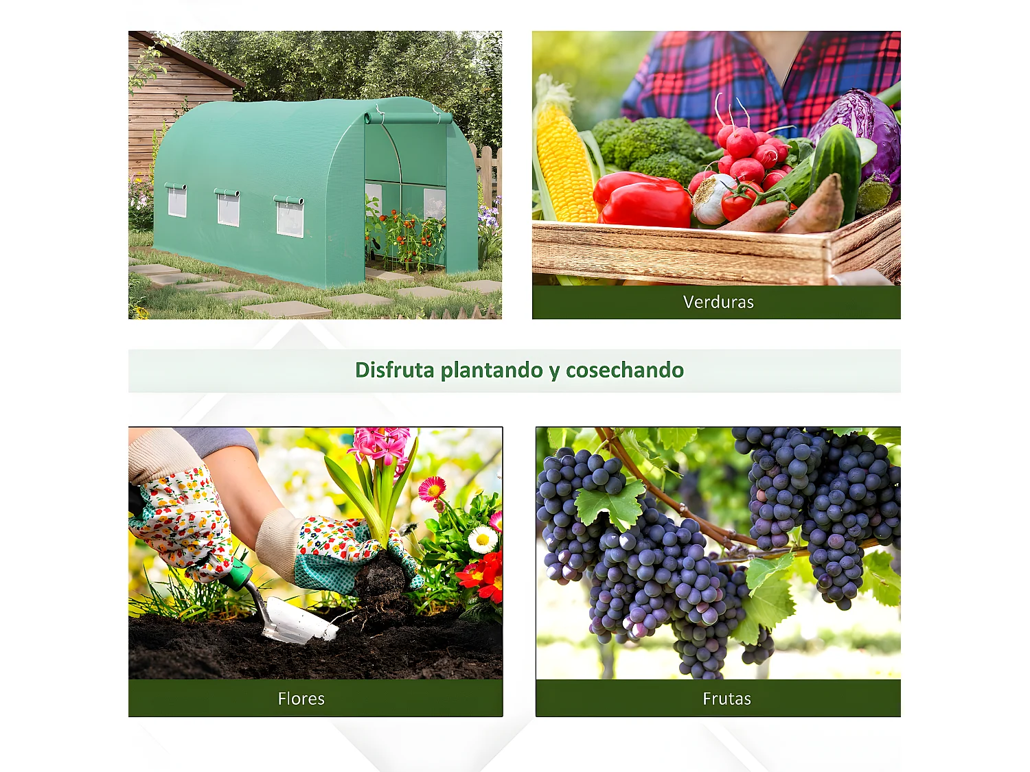 Invernadero de jardín verde 445x190x200cm Outsunny