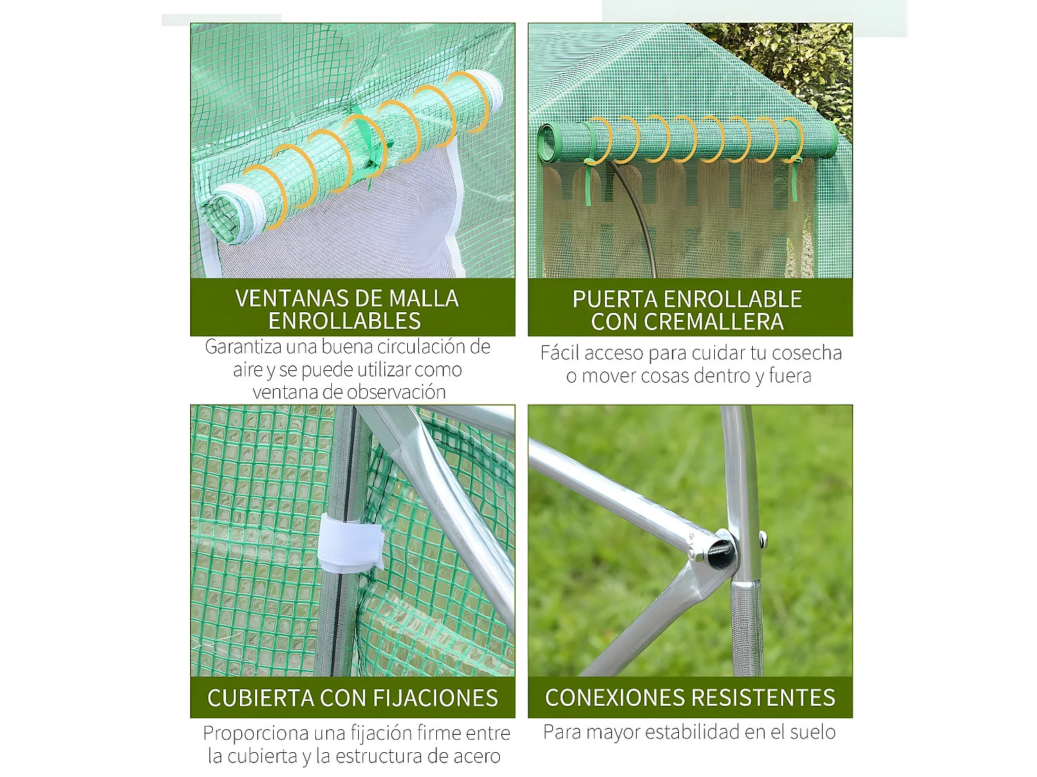 Invernadero verde 450x300x205 cm Outsunny