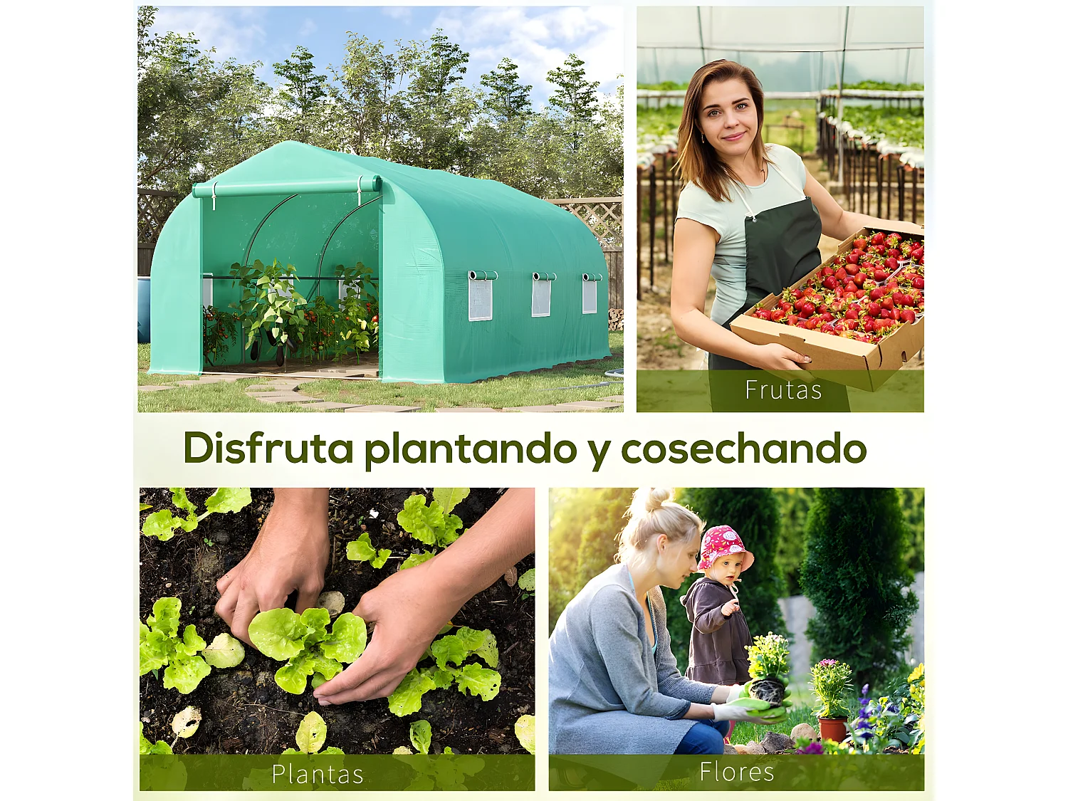 Invernadero verde 450x300x205 cm Outsunny