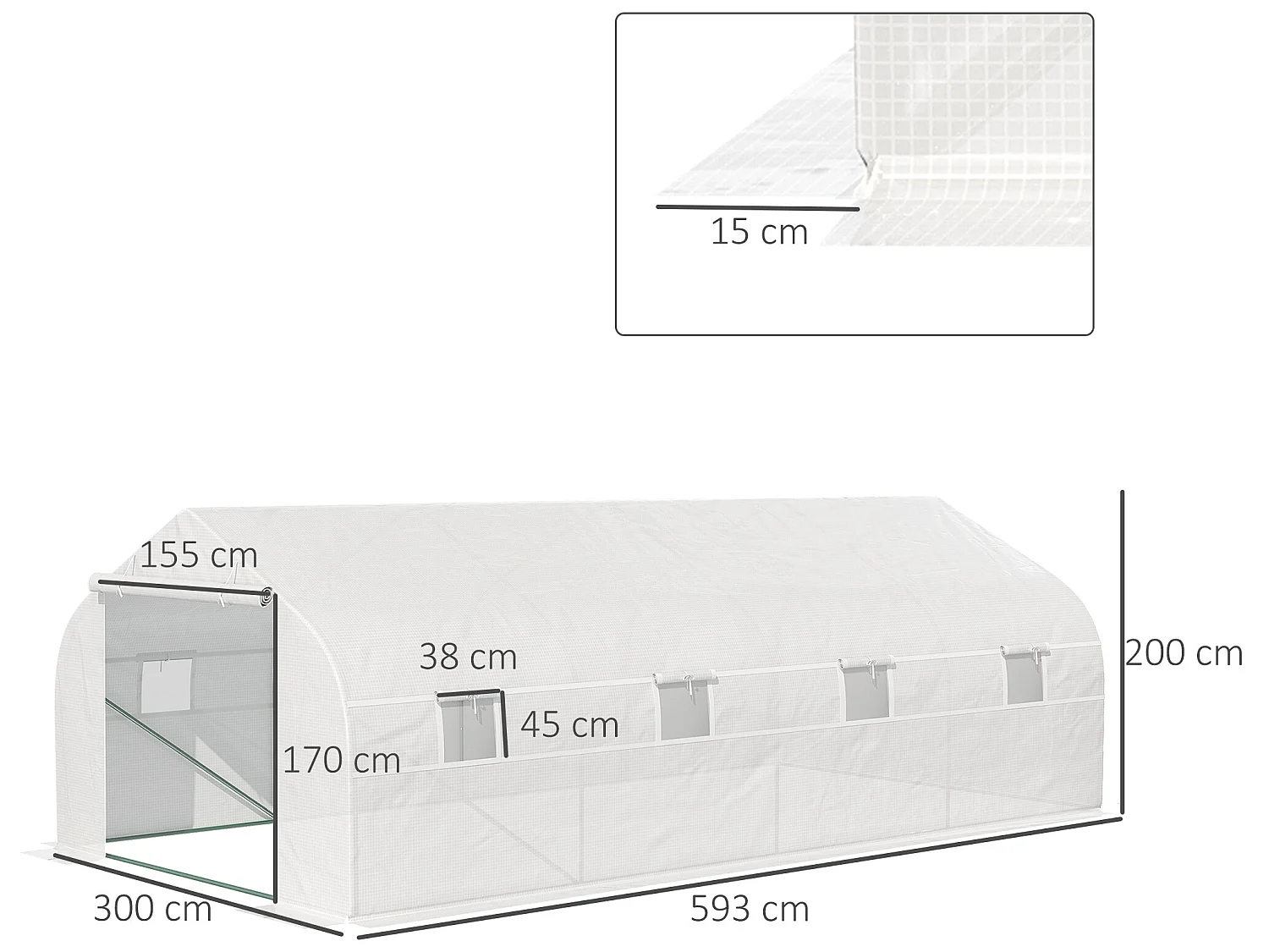 Invernadero de jardín blanco 593x300x200 cm Outsunny