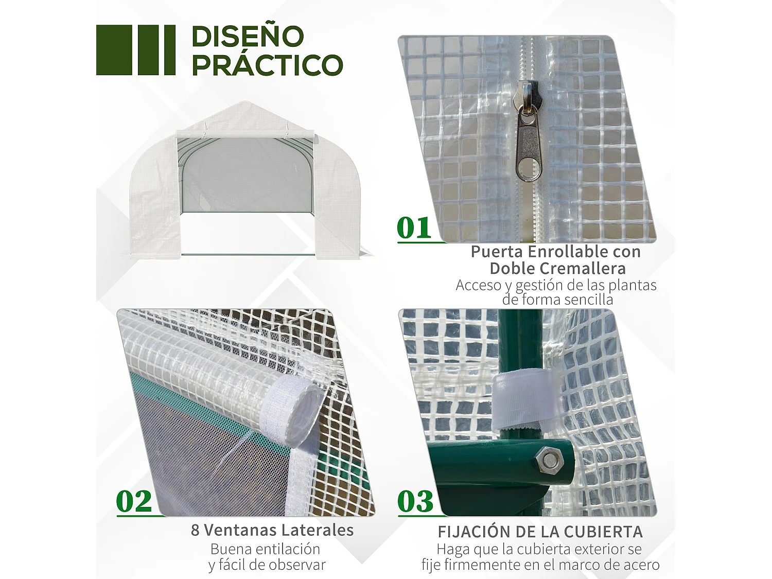 Invernadero de jardín blanco 593x300x200 cm Outsunny