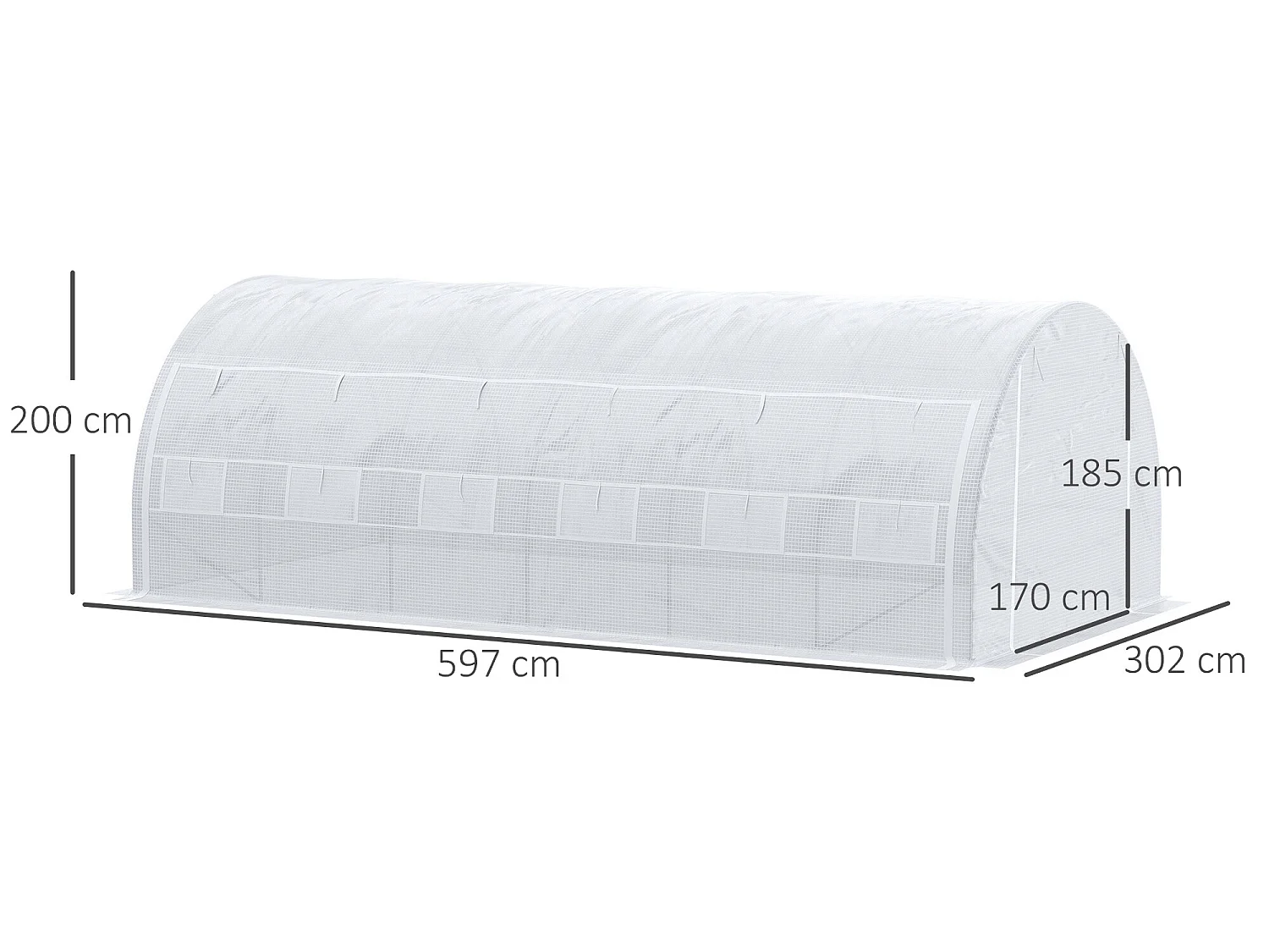 Invernadero de túnel blanco 597x302x200 cm Outsunny