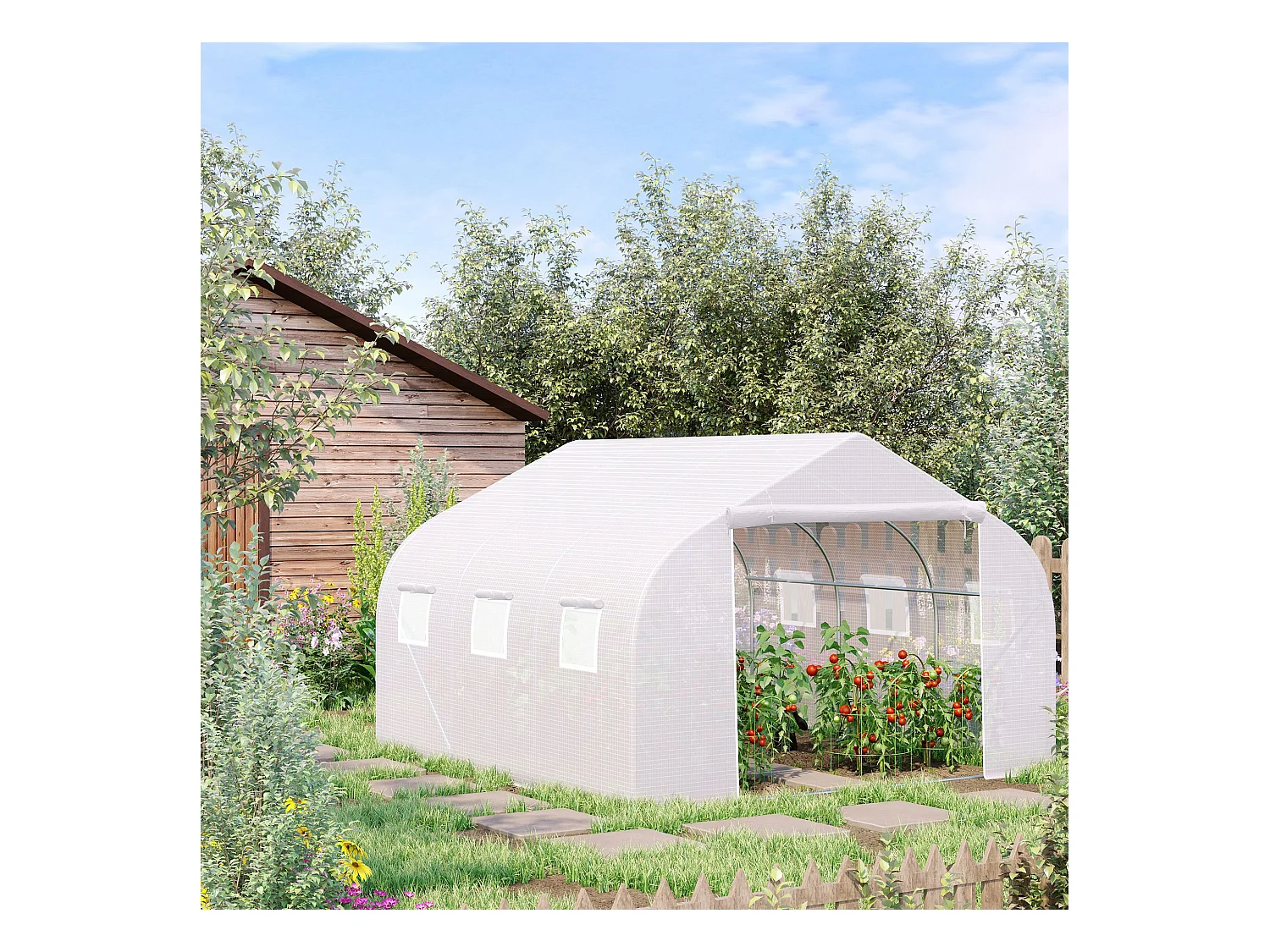 Invernadero blanco 445x299x205 cm Outsunny