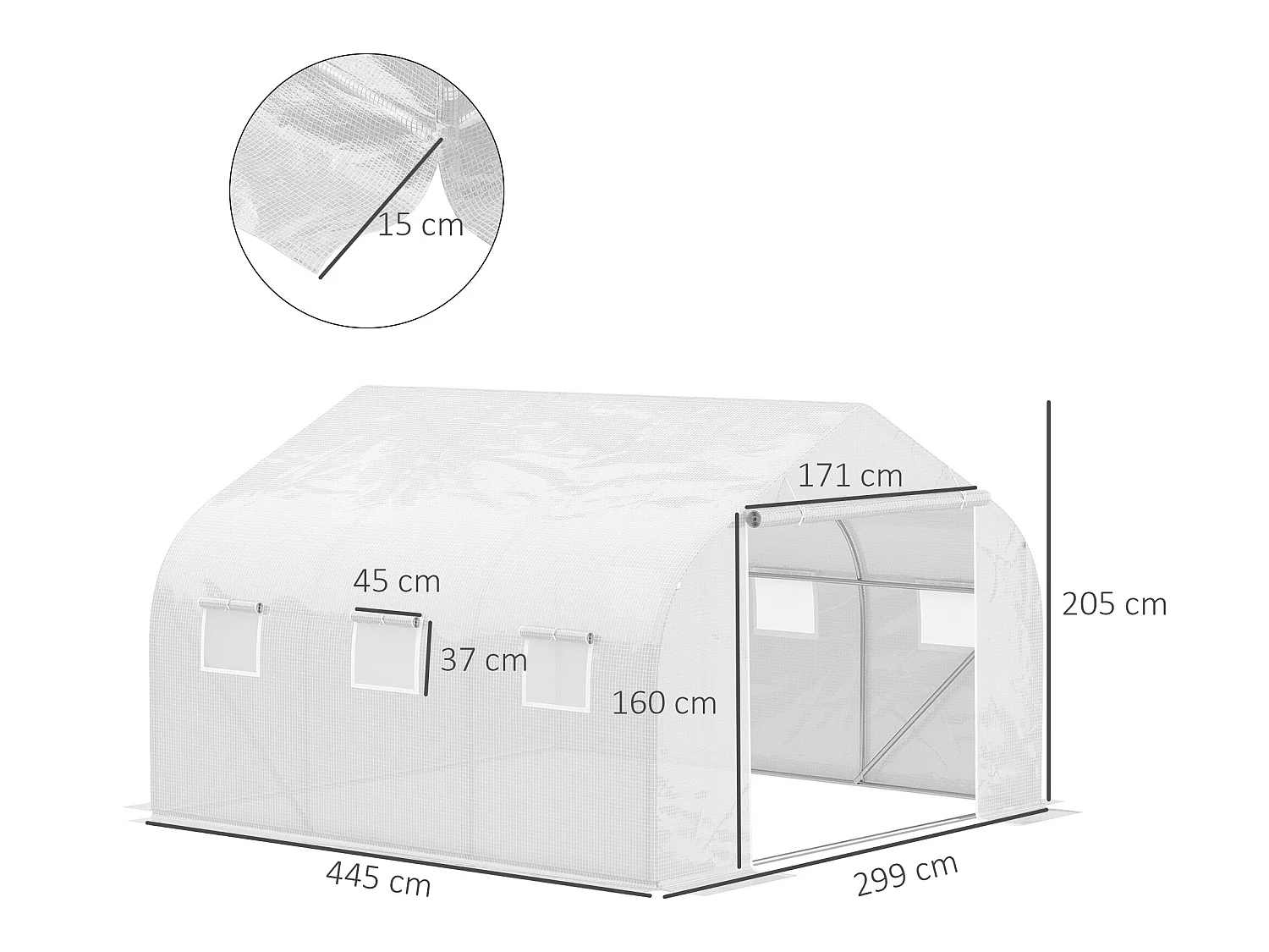 Invernadero blanco 445x299x205 cm Outsunny