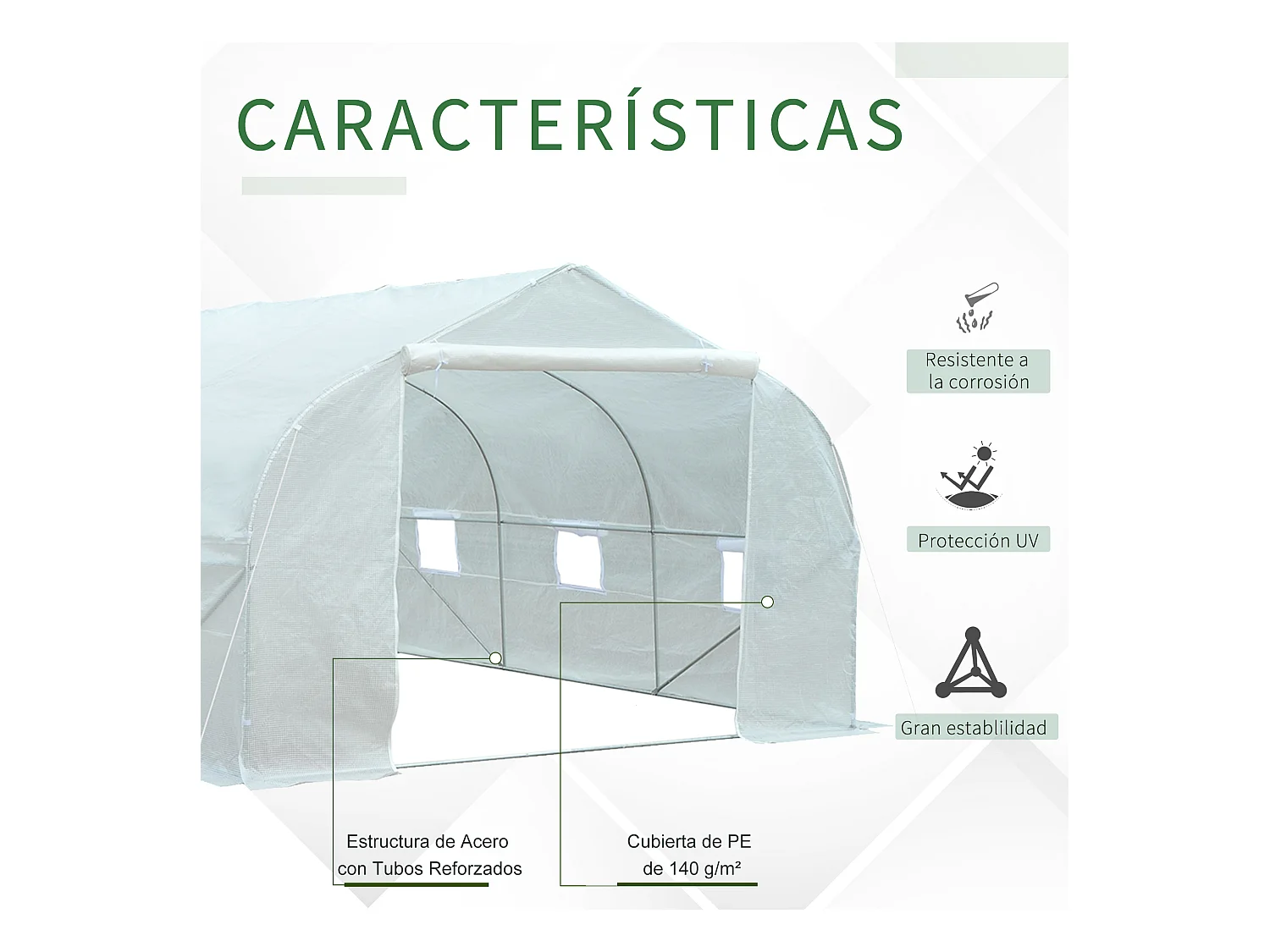 Invernadero blanco 445x299x205 cm Outsunny