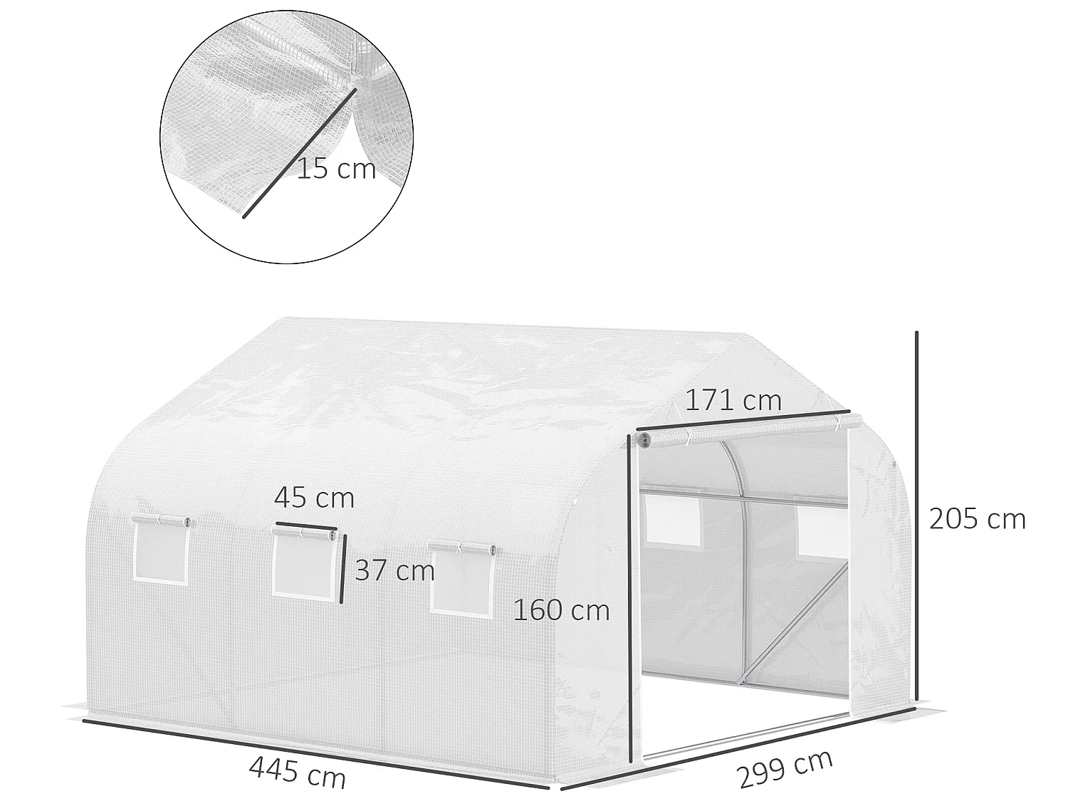 Invernadero blanco 445x299x205 cm Outsunny