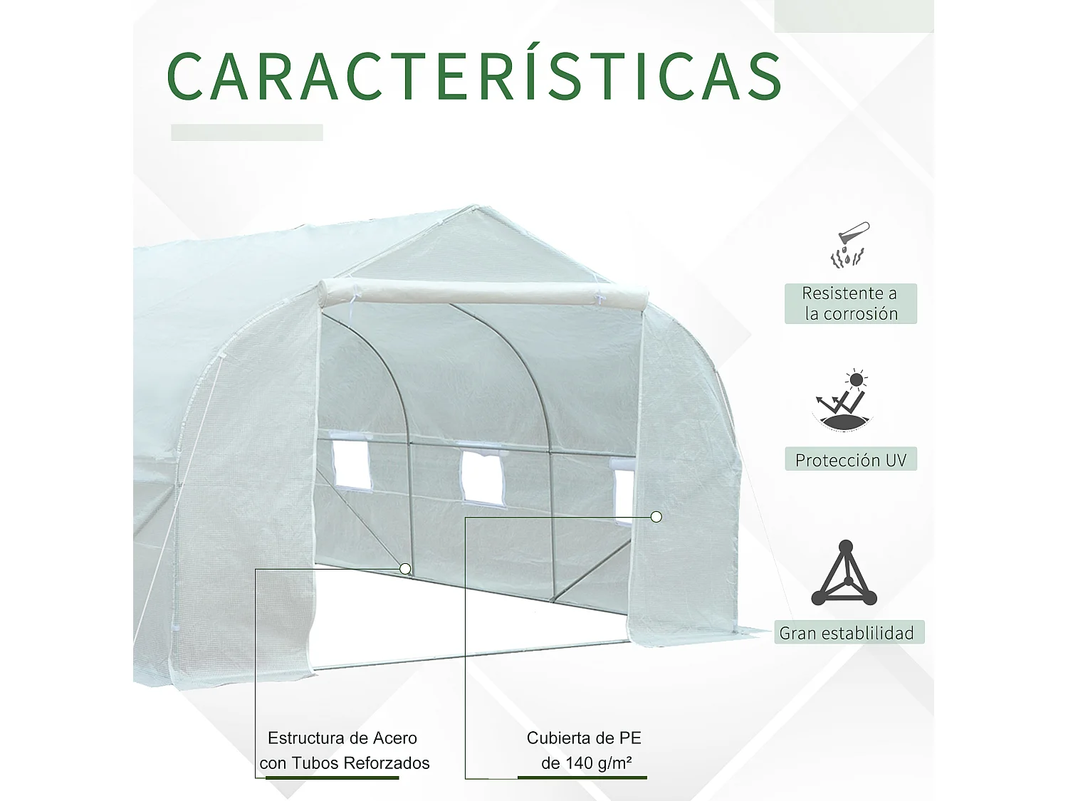 Invernadero blanco 445x299x205 cm Outsunny