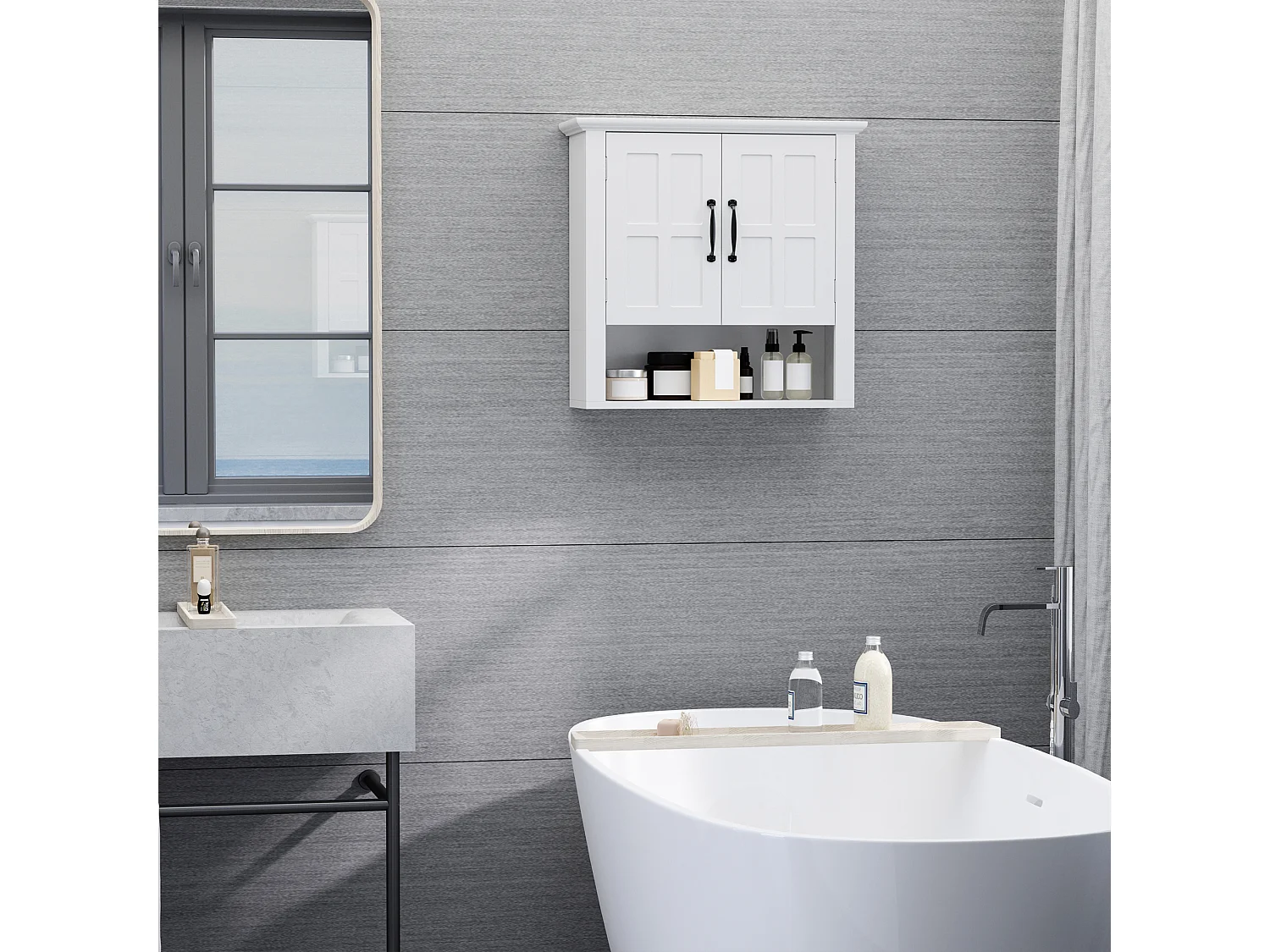 Armario de baño blanco 60x19.8x58 cm HOMCOM