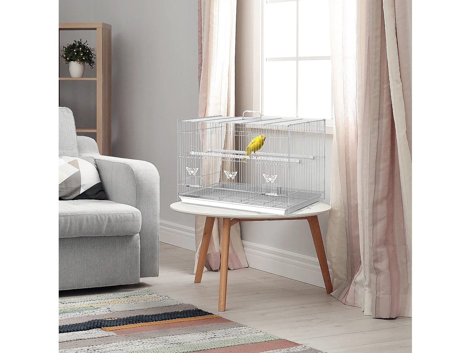 Jaula para pájaros blanco 60x41x41 cm PawHut