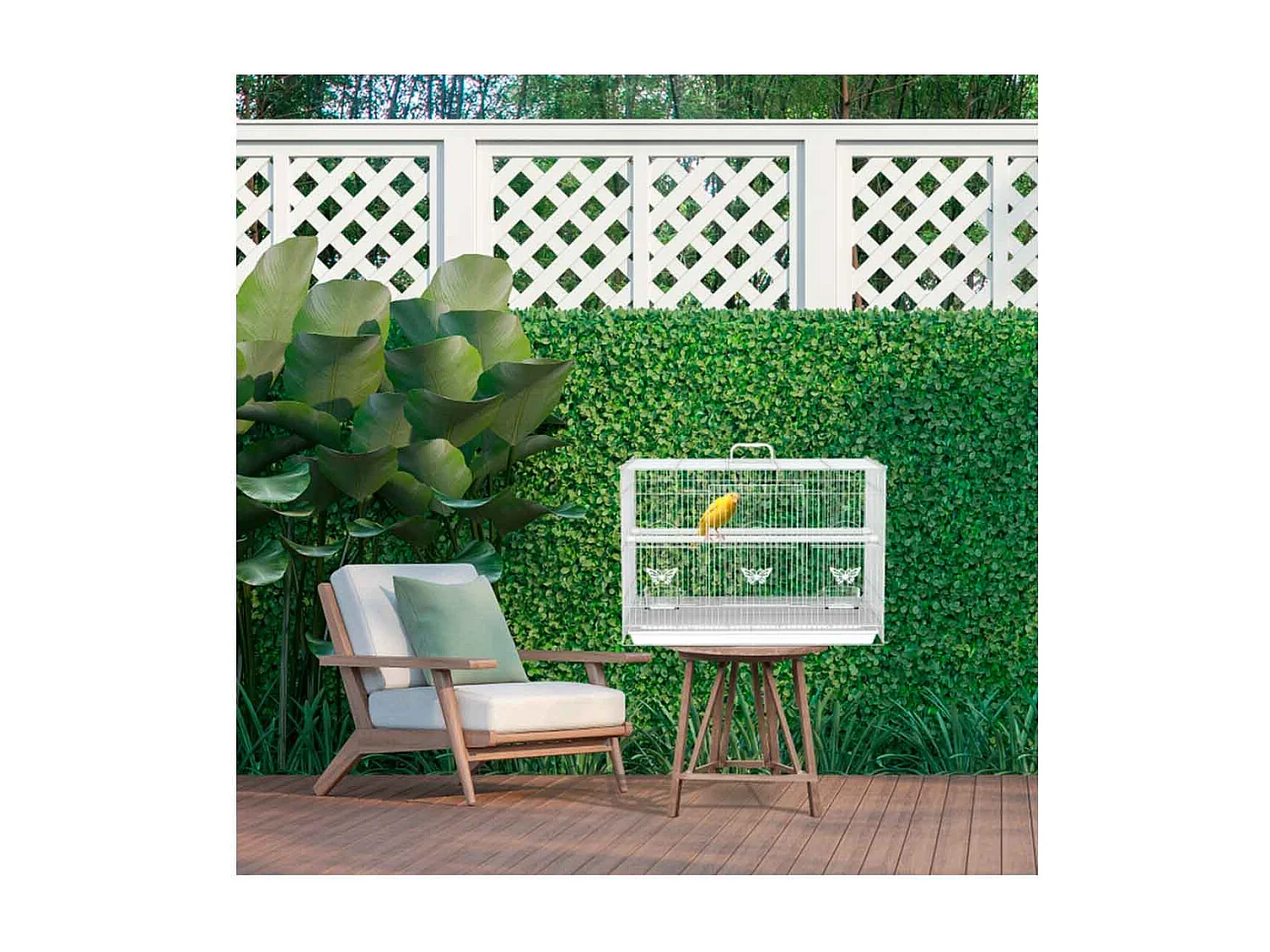 Jaula para pájaros blanco 60x41x41 cm PawHut