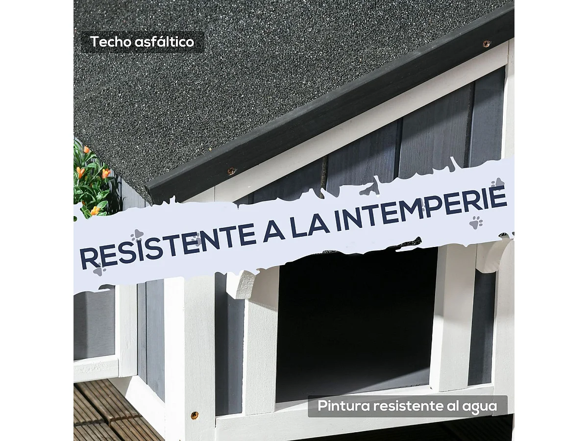 Caseta para gatos gris 96x65x85.5 cm PawHut