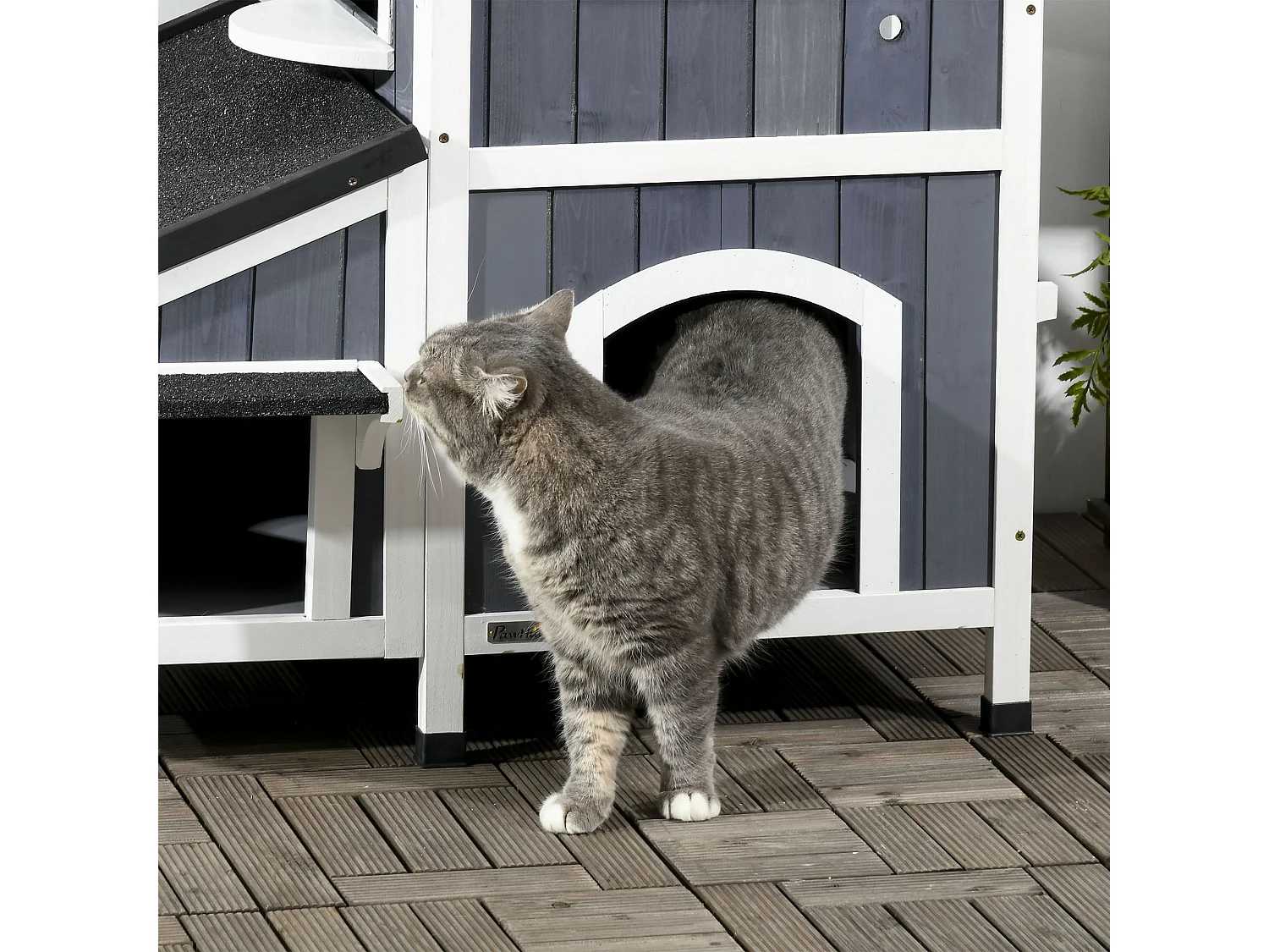 Caseta para gatos gris 96x65x85.5 cm PawHut