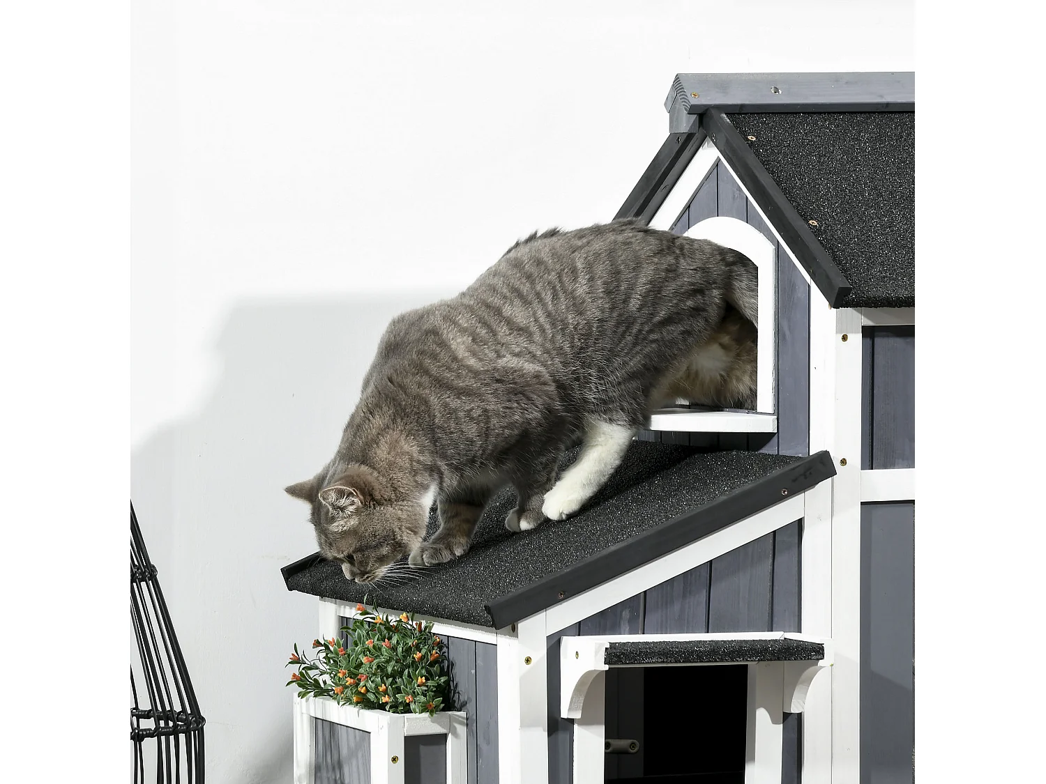 Caseta para gatos gris 96x65x85.5 cm PawHut