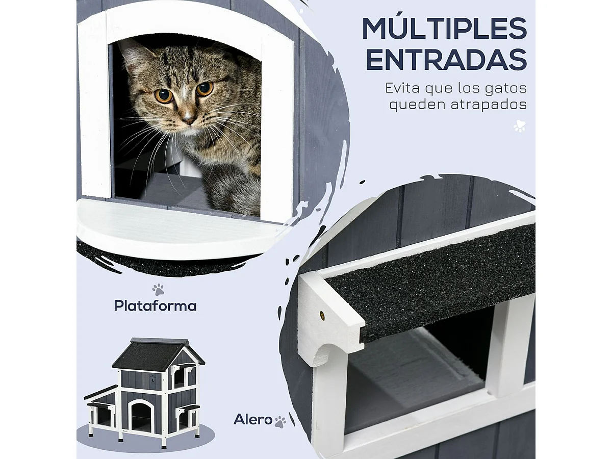 Caseta para gatos gris 96x65x85.5 cm PawHut