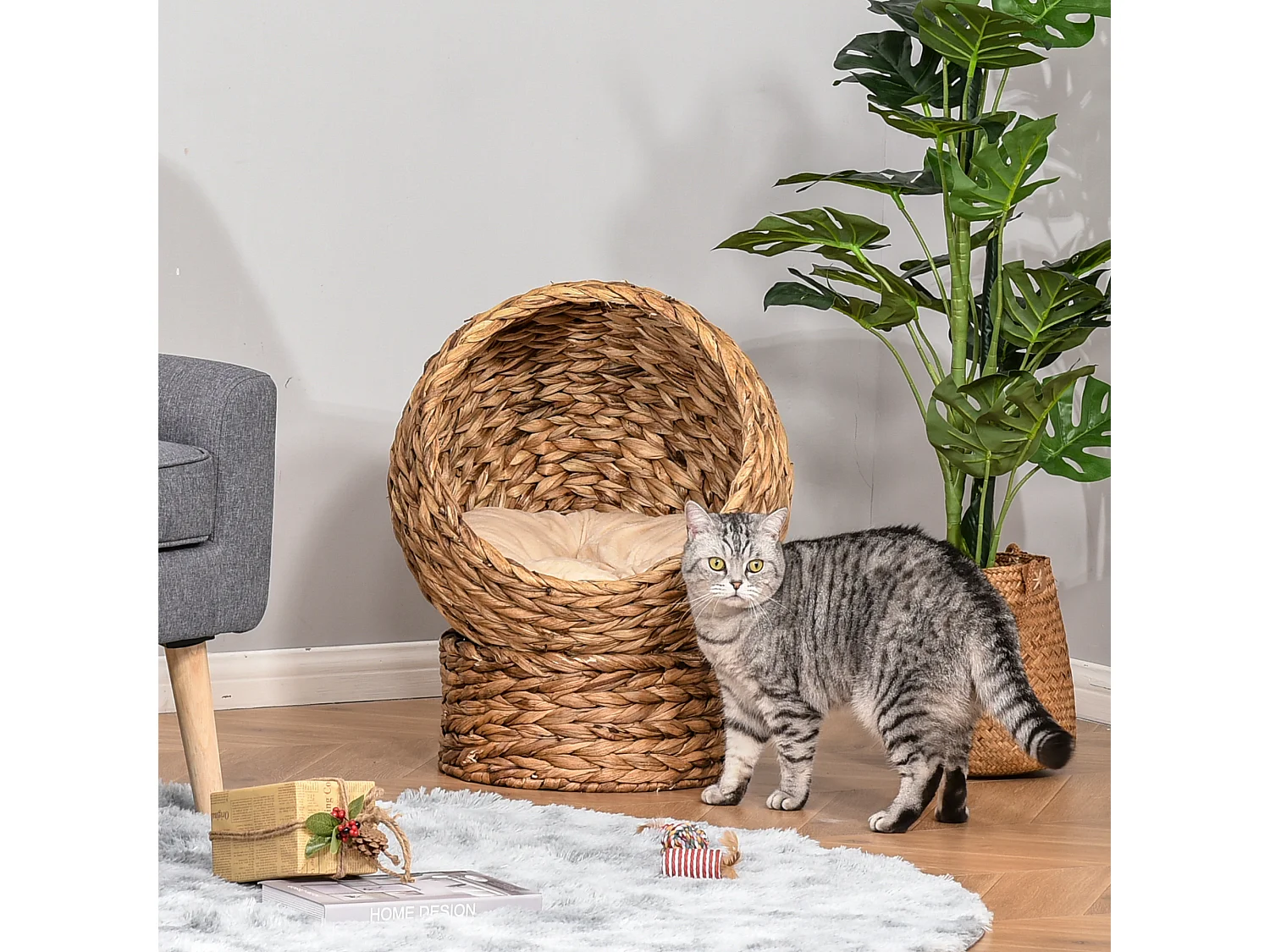 Cama para gatos marrón 42x33x52cm PawHut