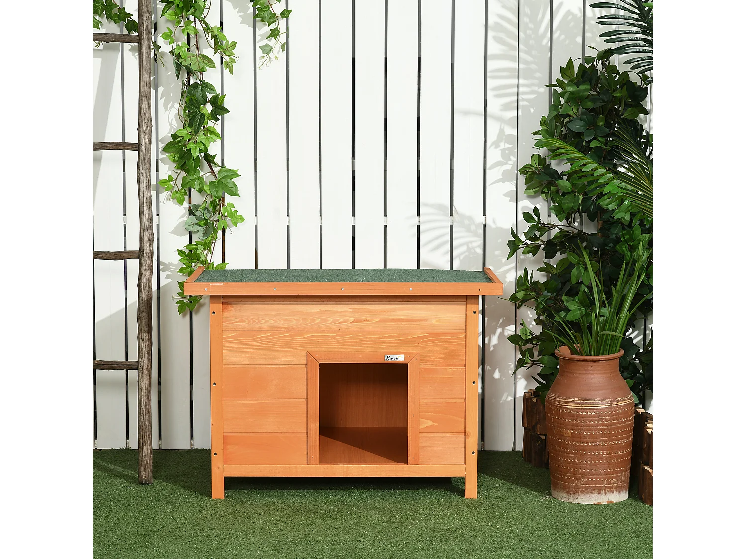 Caseta para perro madera natural 82x58x58 cm PawHut