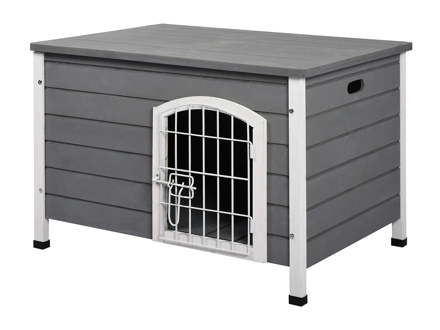 Caseta para perros de madera gris 80x55x53.5 cm PawHut