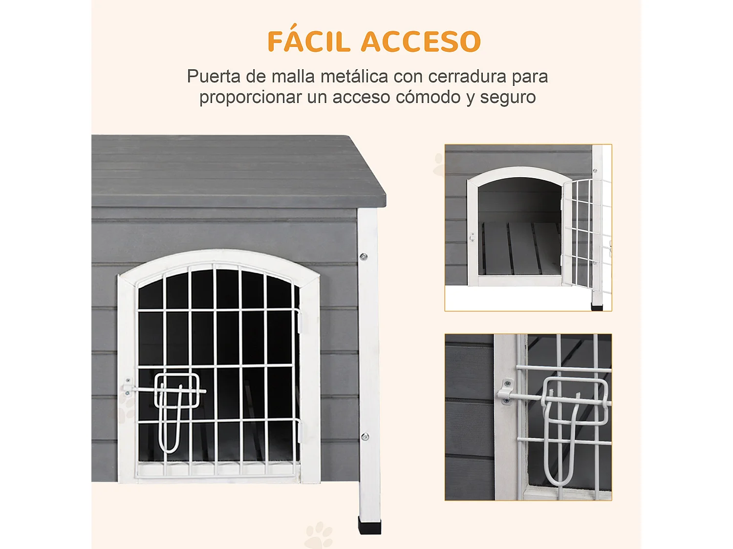 Caseta para perros de madera gris 80x55x53.5 cm PawHut