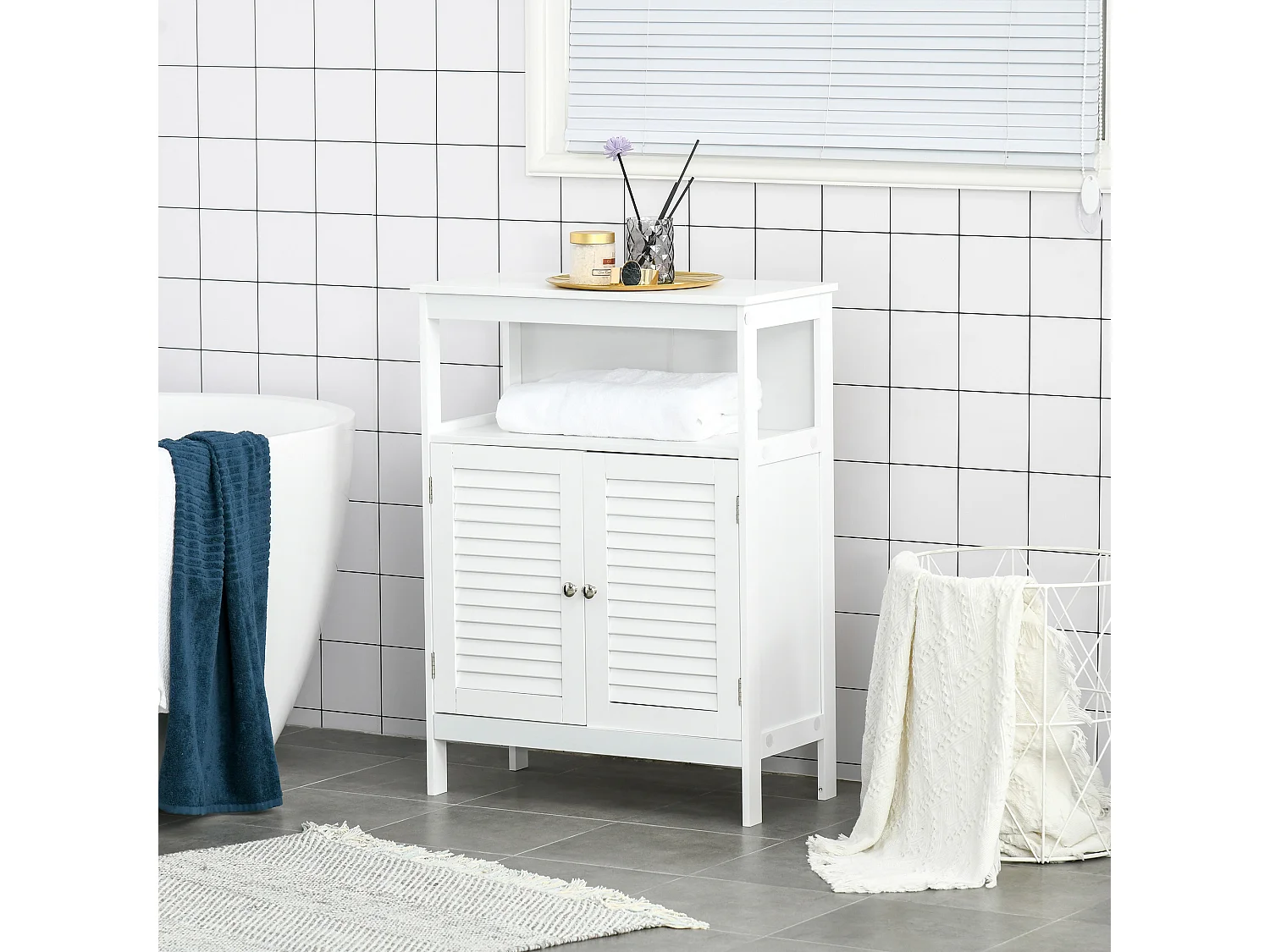 Armario de baño white 60x30x81,6 cm kleankin