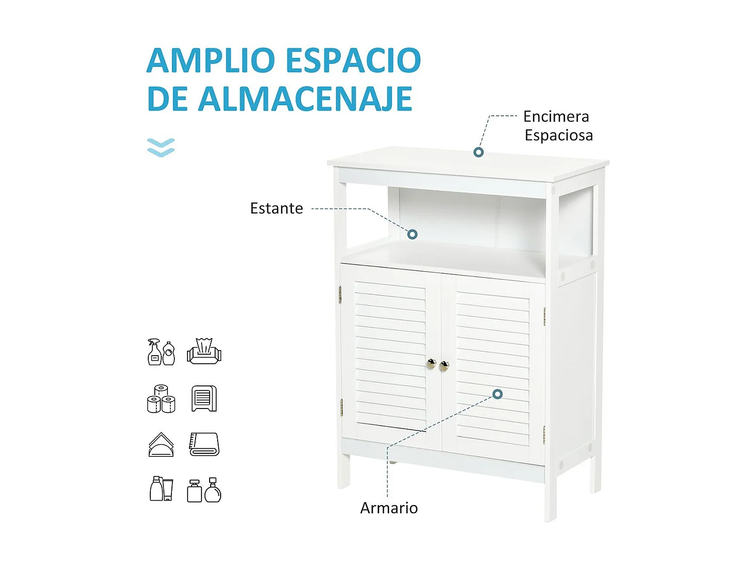 Armario de baño white 60x30x81,6 cm kleankin