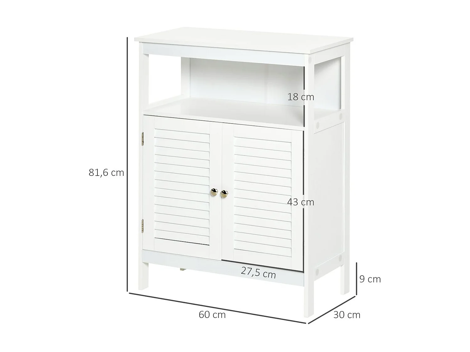 Armario de baño white 60x30x81,6 cm kleankin