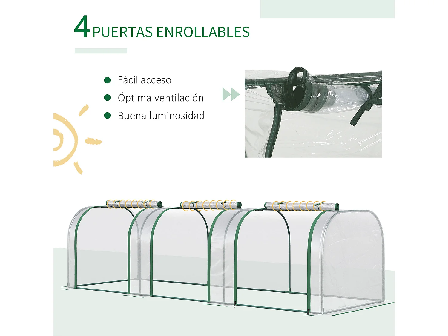 Invernadero de túnel transparente 295x100x80 cm Outsunny