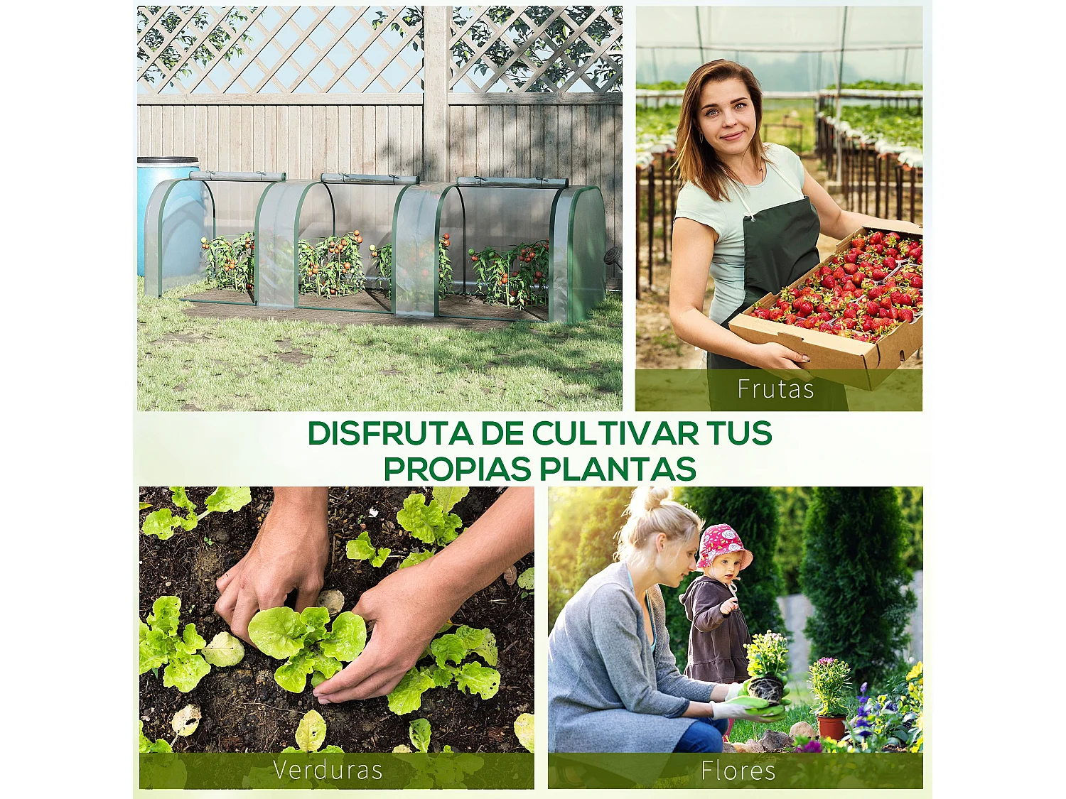 Invernadero de túnel transparente 295x100x80 cm Outsunny