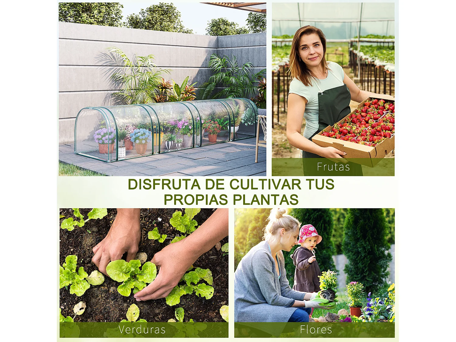 Invernadero de túnel transparente 395x100x80 cm Outsunny