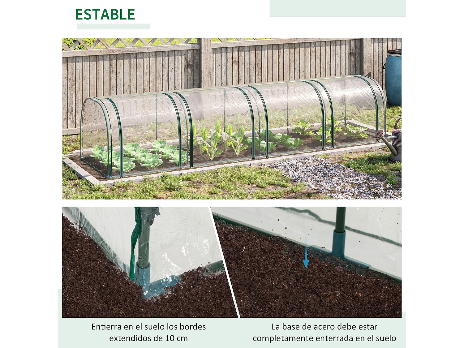 Invernadero de túnel transparente 395x100x80 cm Outsunny