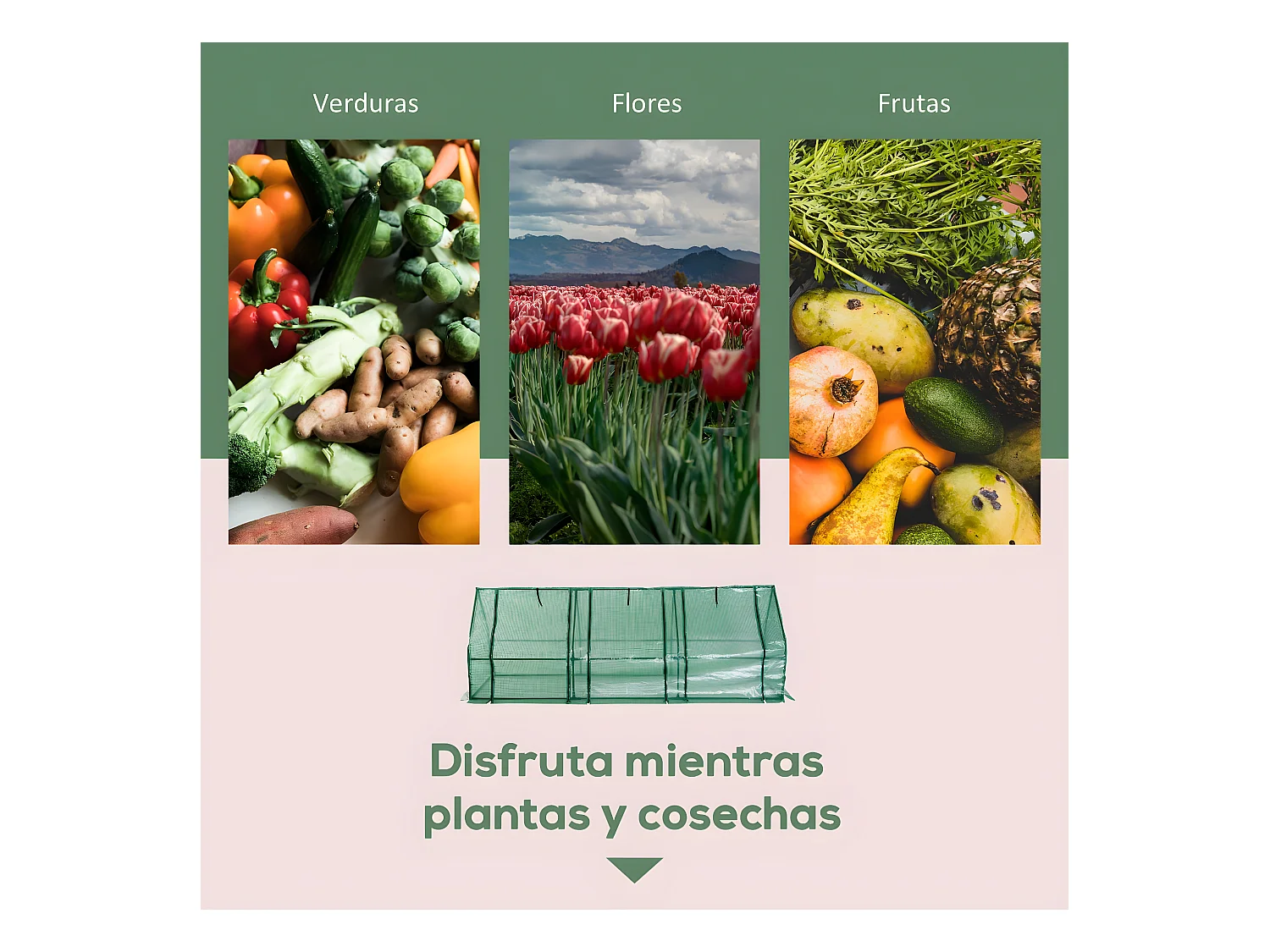 Invernadero de jardín verde 270x90x90 cm Outsunny