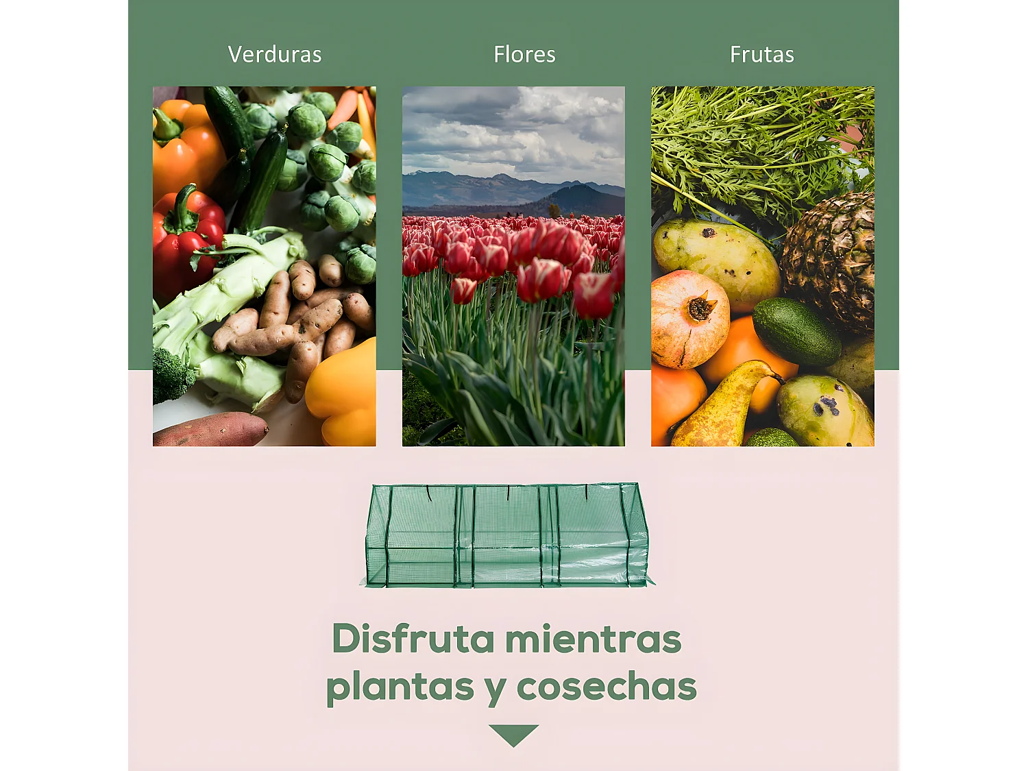 Invernadero de jardín verde 270x90x90 cm Outsunny