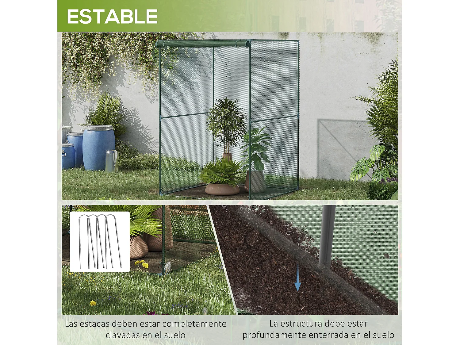 Jaula de cultivo verde oscuro 120x120x180 cm Outsunny