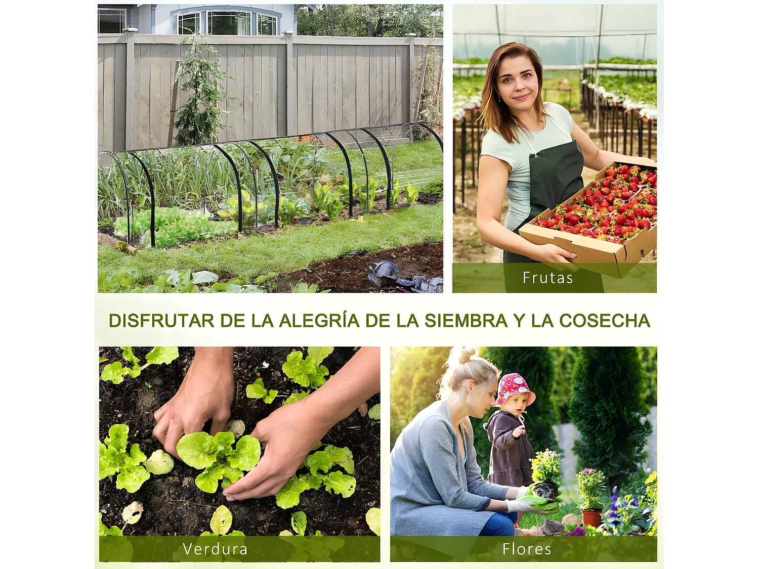 Invernadero túnel transparente, verde oscuro 350x100x80cm Outsunny