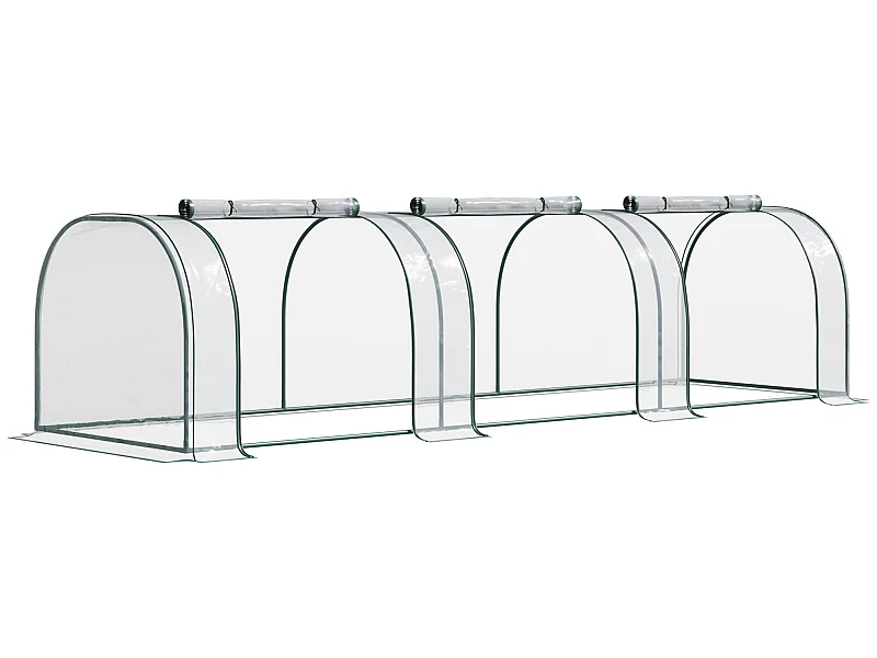 Invernadero túnel transparente, verde oscuro 350x100x80cm Outsunny