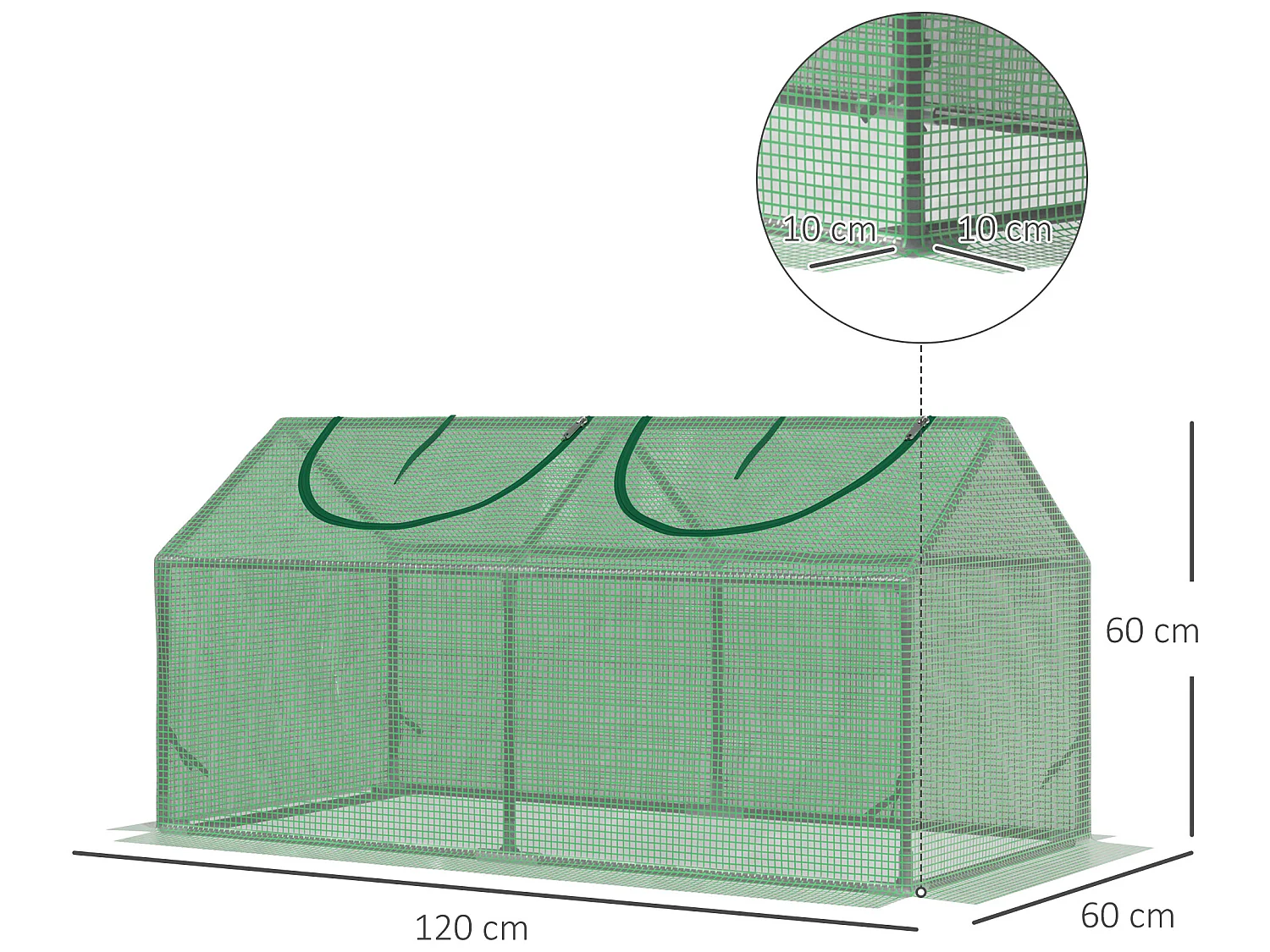 Invernadero de terraza verde oscuro 120x60x60 cm Outsunny