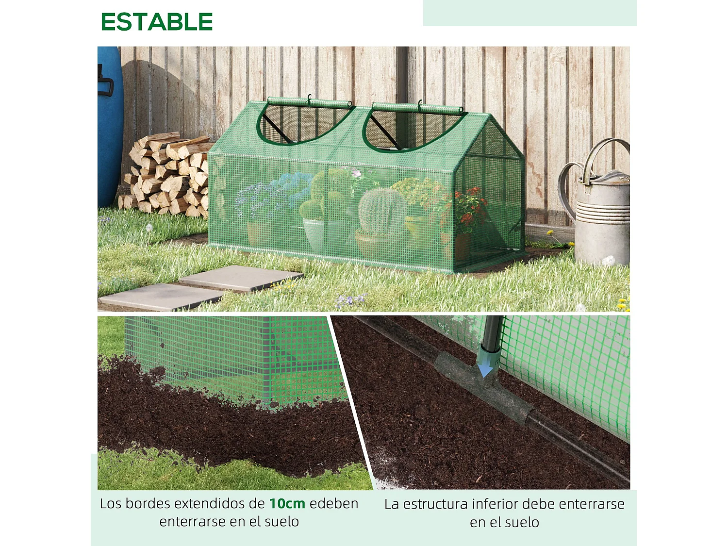 Invernadero de terraza verde oscuro 120x60x60 cm Outsunny